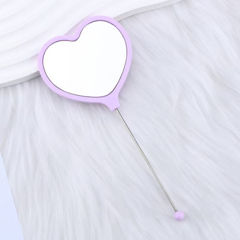 Heart-shaped DIY Beadable Handheld Makeup Mirror,Multi-Color