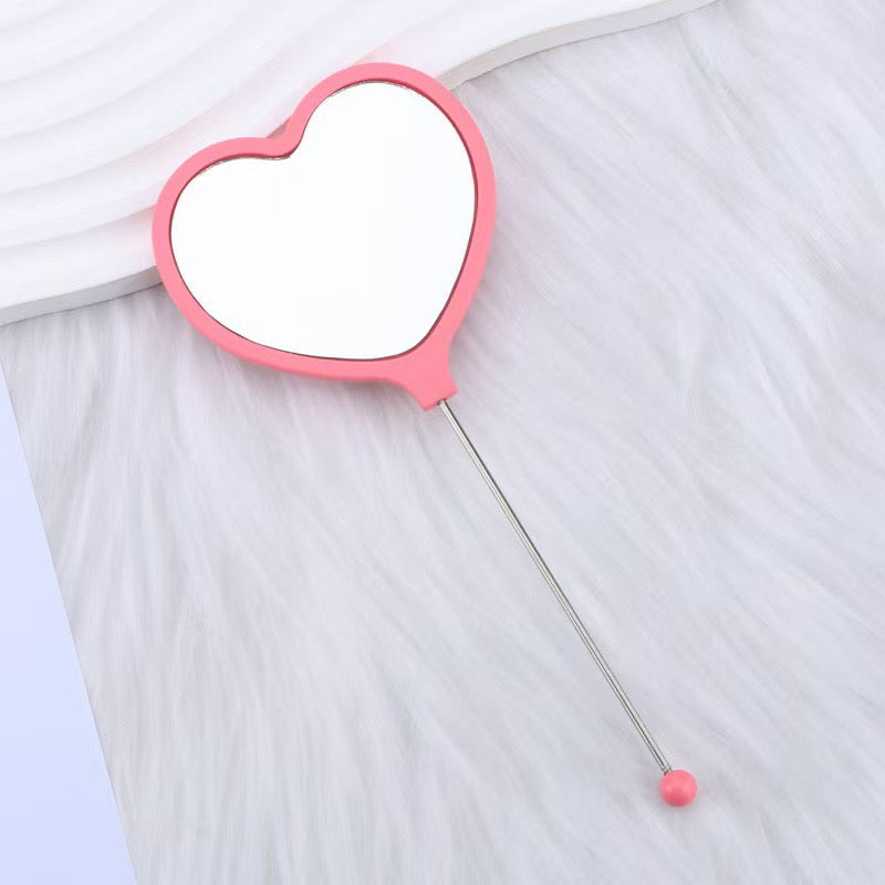 Heart-shaped DIY Beadable Handheld Makeup Mirror,Multi-Color
