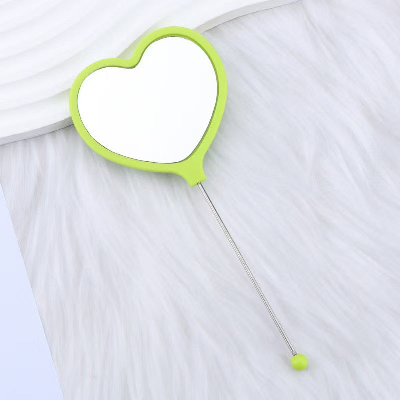 Heart-shaped DIY Beadable Handheld Makeup Mirror,Multi-Color