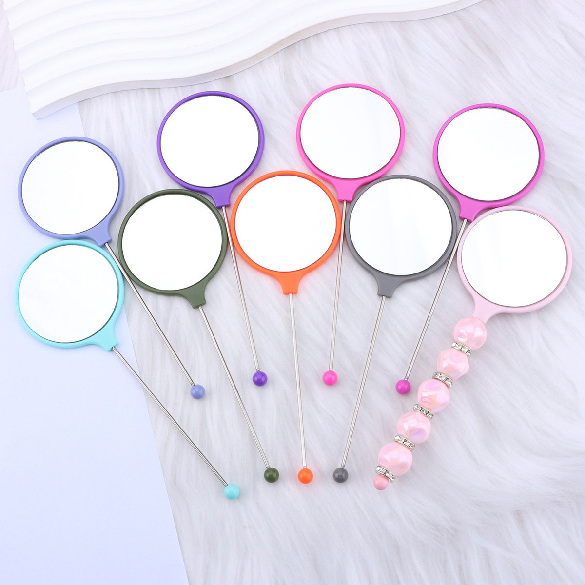 DIY Beadable Solid Color Round Make Up Mirror