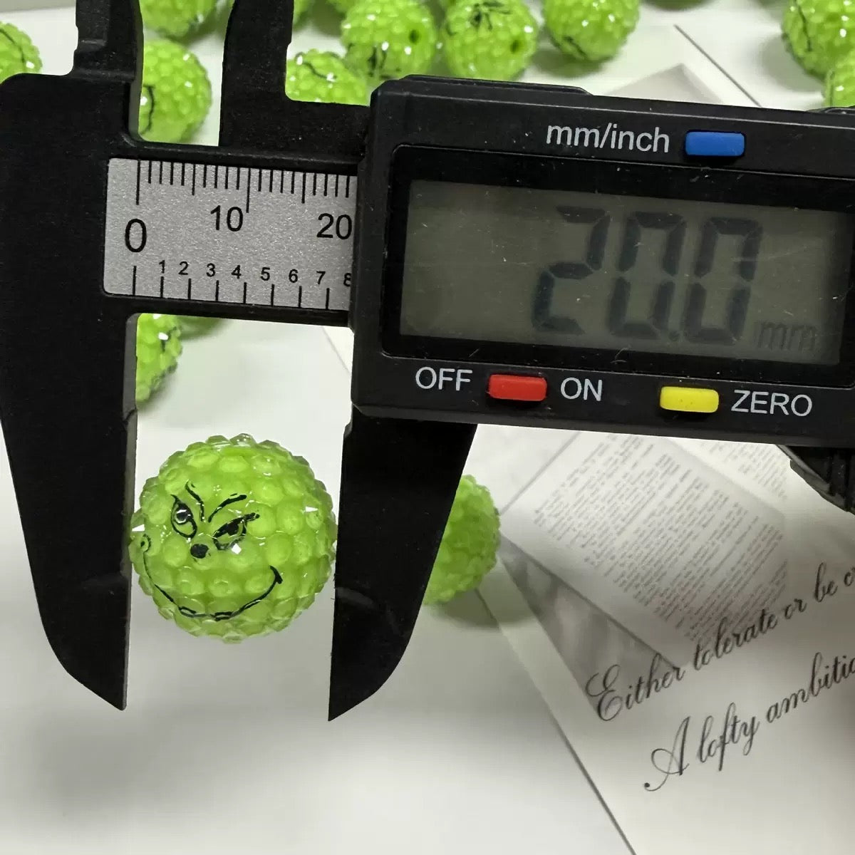 20mm Grinch Rhinestone Beads For Beadable Pens Keychain Jewelry Making