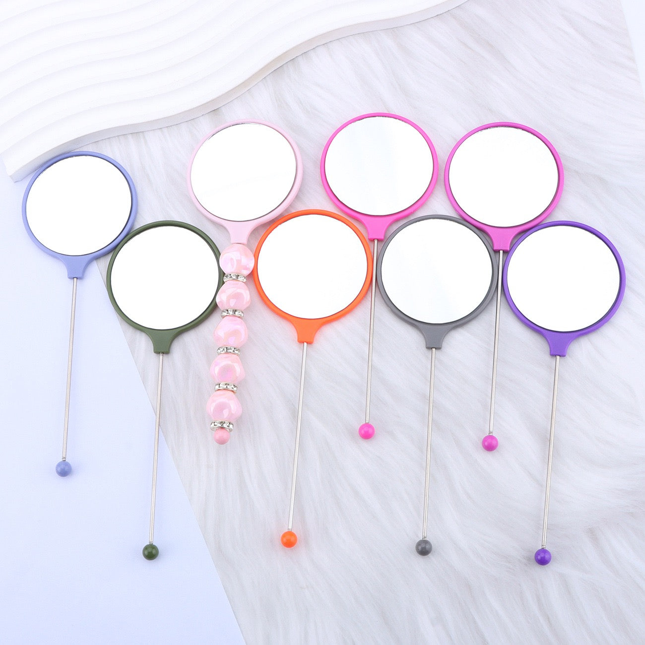 DIY Beadable Solid Color Round Make Up Mirror
