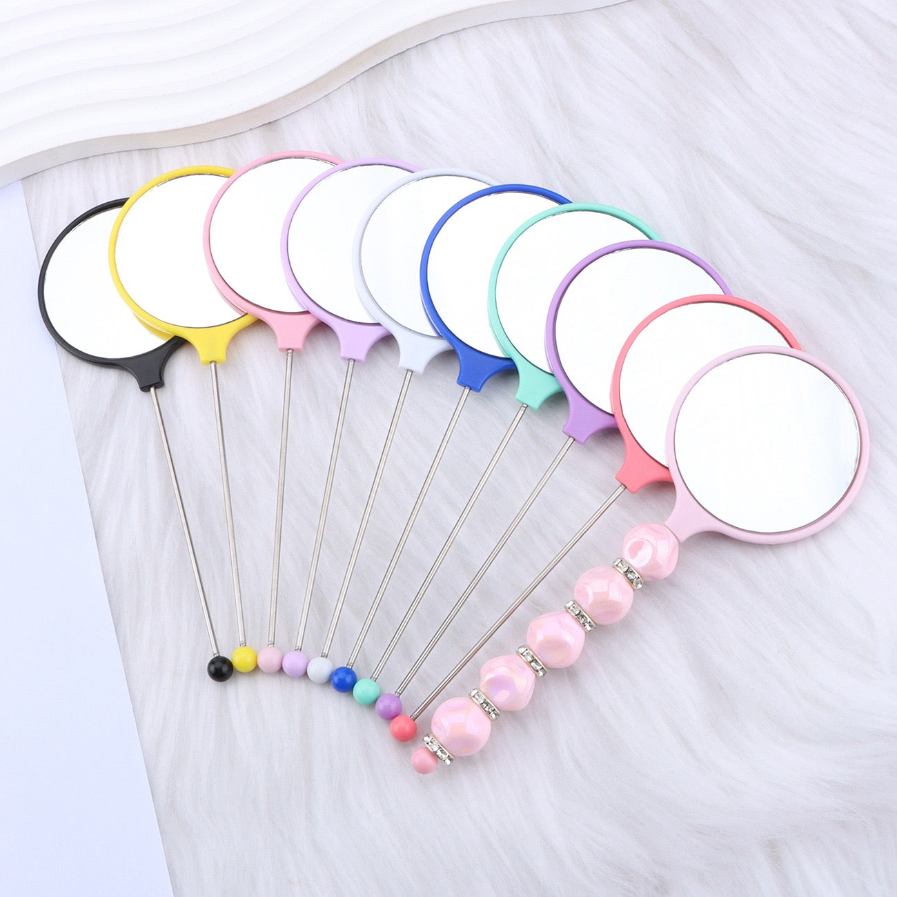 DIY Beadable Solid Color Round Make Up Mirror