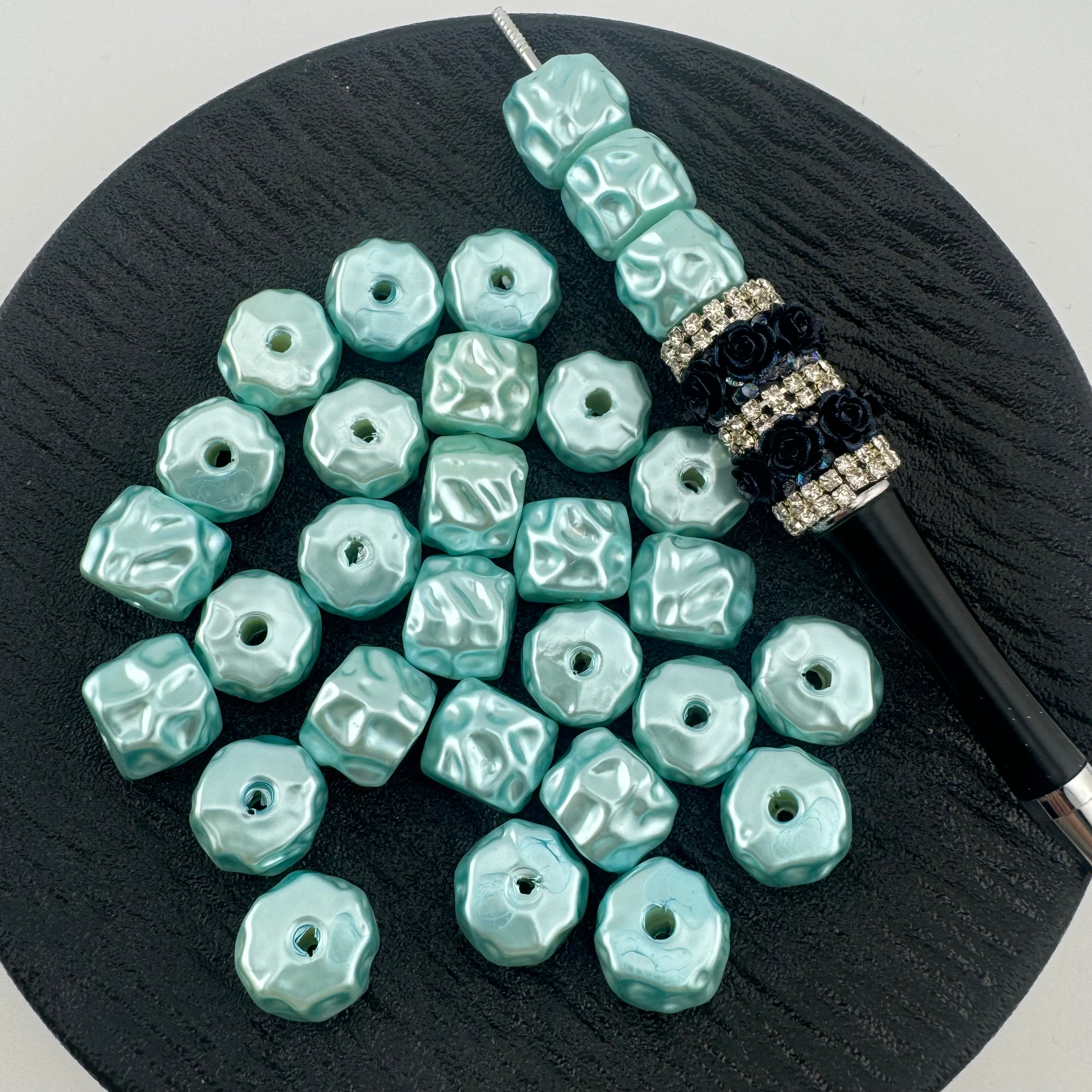 FS2032-TiffanyBlue Pearl Looking Acrylic Beads Fit For Beadable Pens