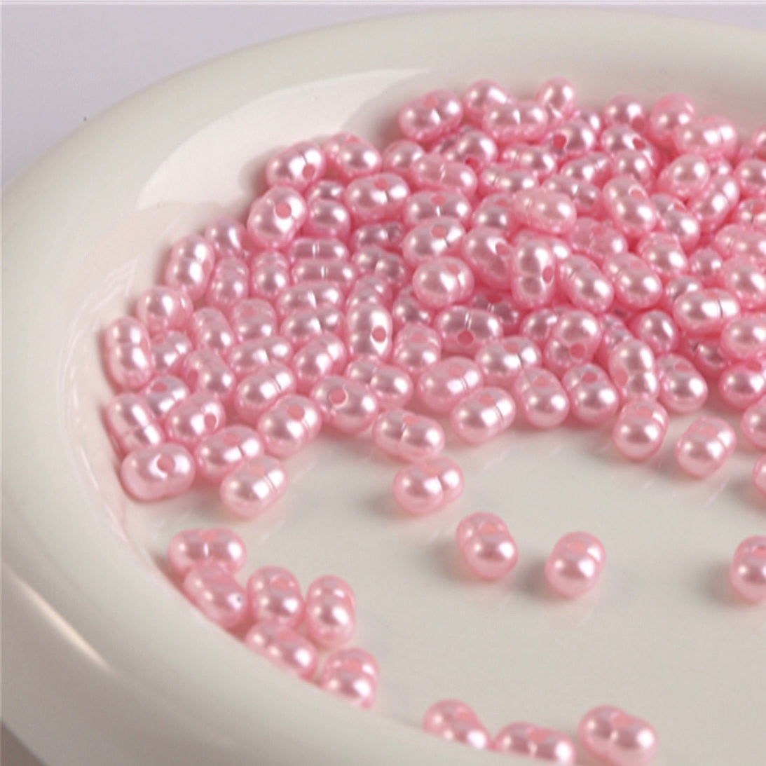 FS2380-5*8mm Solid Color Pearl Looking Peanut Acrylic Beads For Making Keychain