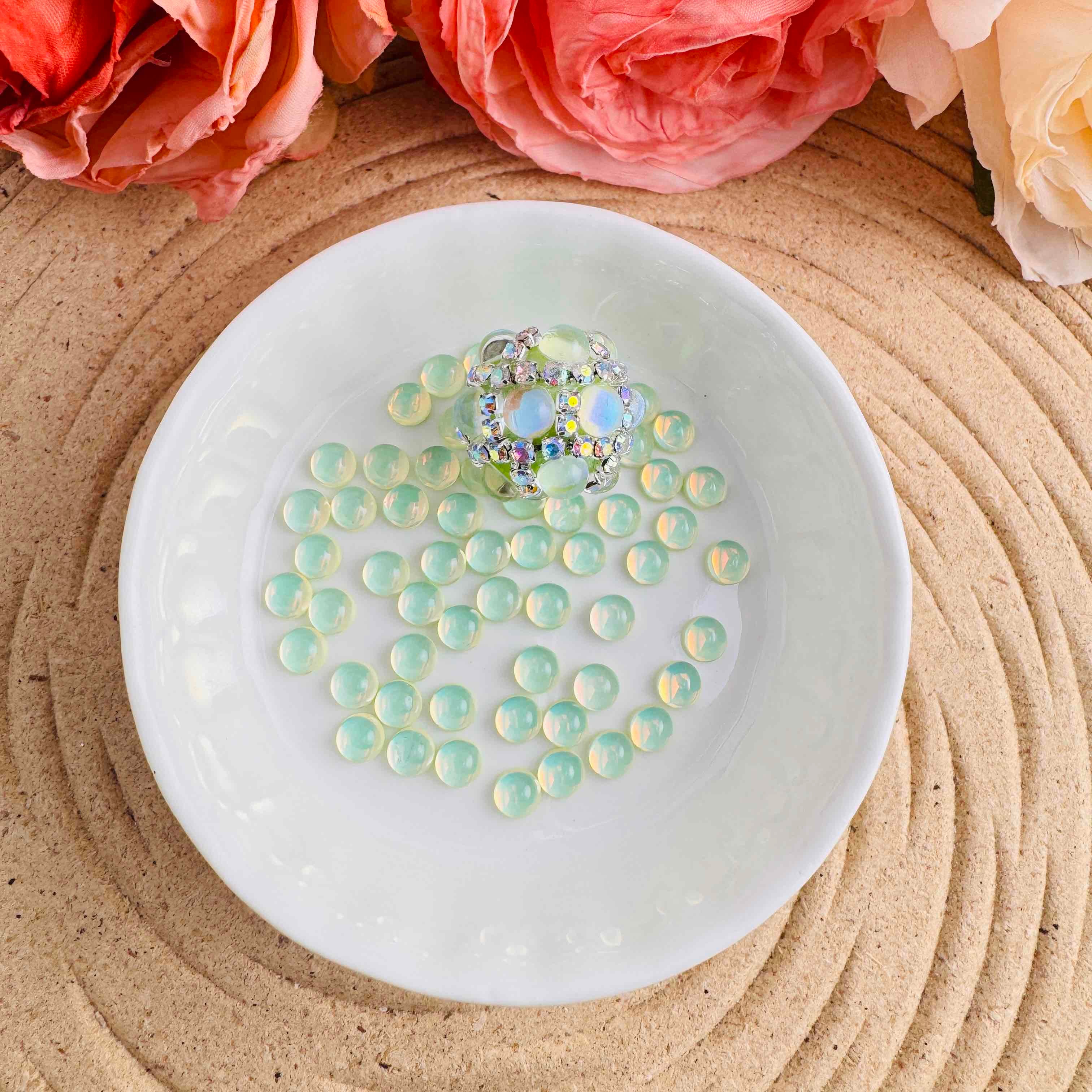 FS10570-5mm Semicircle Crystal Glass Nail Charms For Making Fancy Beads Or Fancy Pens