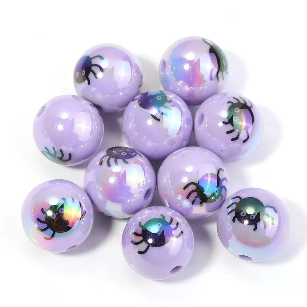 FS19379-16mm UV Coating Halloween Skull Ghost Printing Acrylic Beads