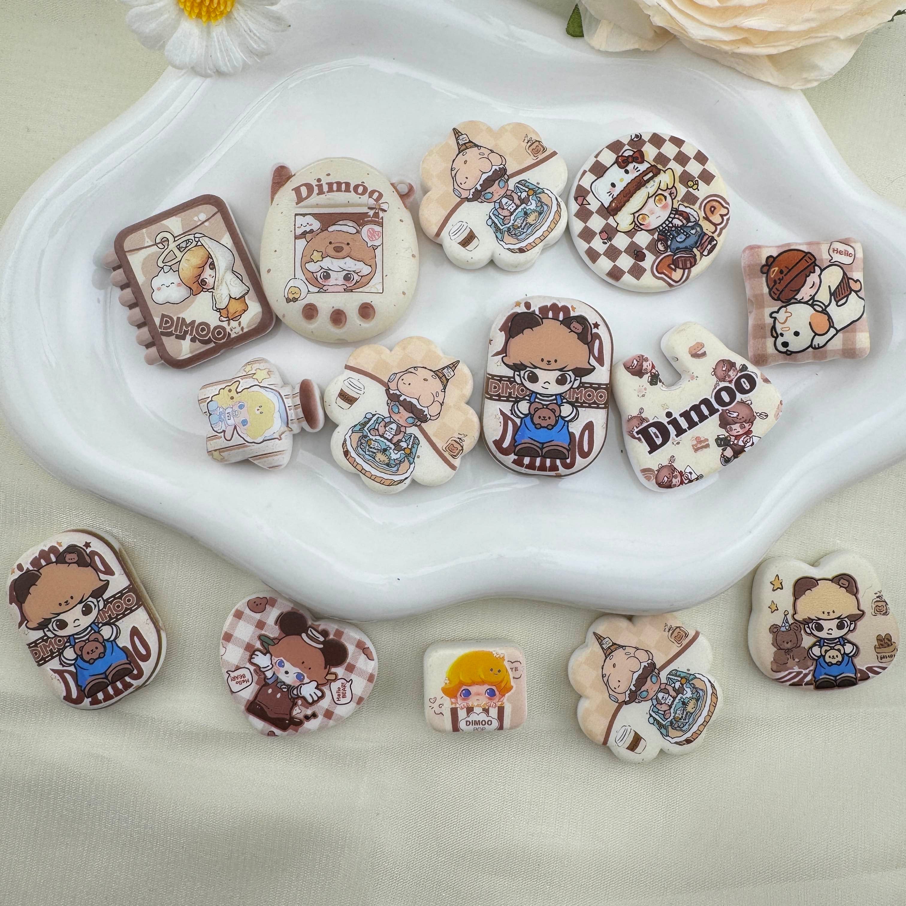 FS6879-Random Mixed Dimoo Printed Acrylic Beads For Making Keychain Jewelry Making Zoe DIY Wholesale