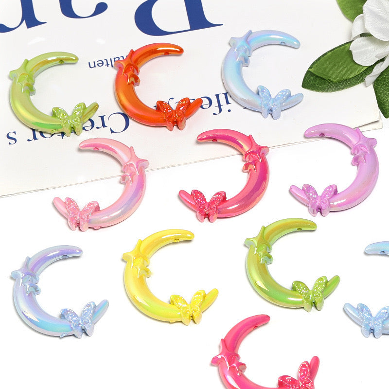 FS2491-Random Mixed Color Butterfly Moon Acrylic Beads Fit For Beadable Pens