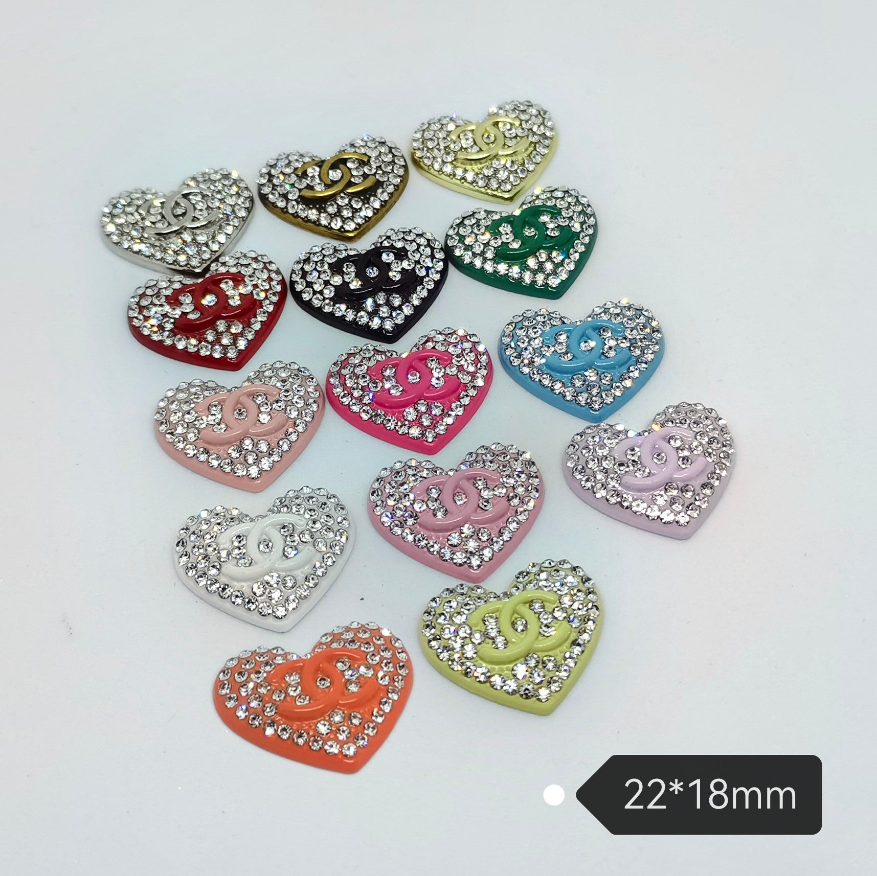 FS3902-About 18×22mm Rhinestone Heart Metal Patch As Picture Shows
