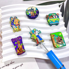 Retro Cartoon Detective Team Acrylic Focal Beads Random Mix For Pen Toppers Or Keychain