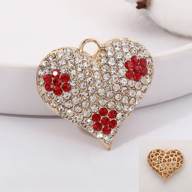 FS4981-40*43mm Plum Blossom Drill Heart Metal Pendant