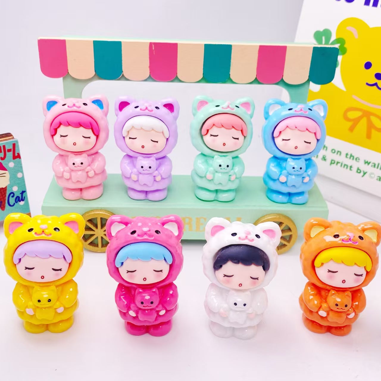 FS3572- 8 Pcs/Set Cat Boy Charms Standing Hugging Cat (Without Holes)