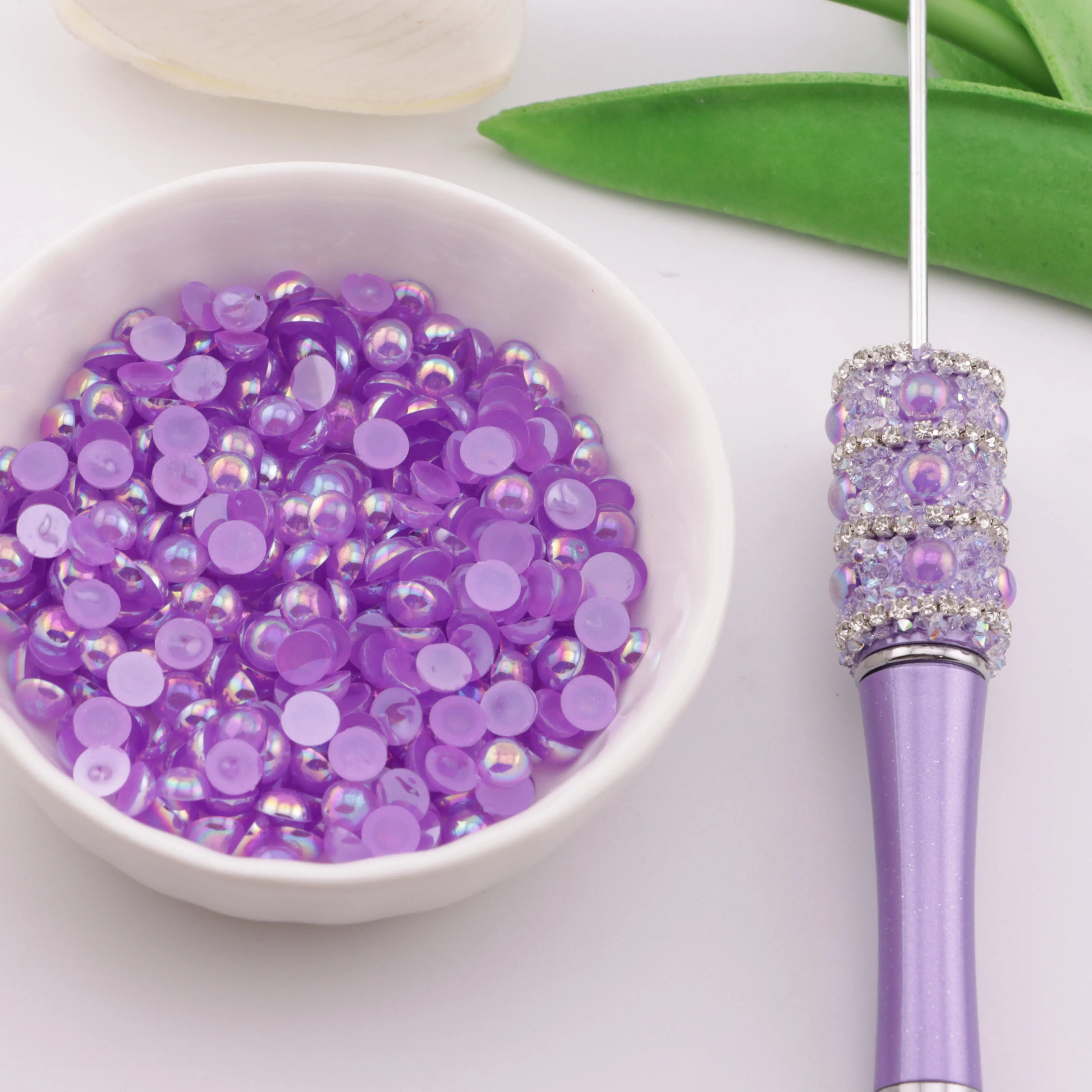 5mm Ab Color Half Round Pearl Colored Plated Half Round Pearl Zoe's DIY Shop