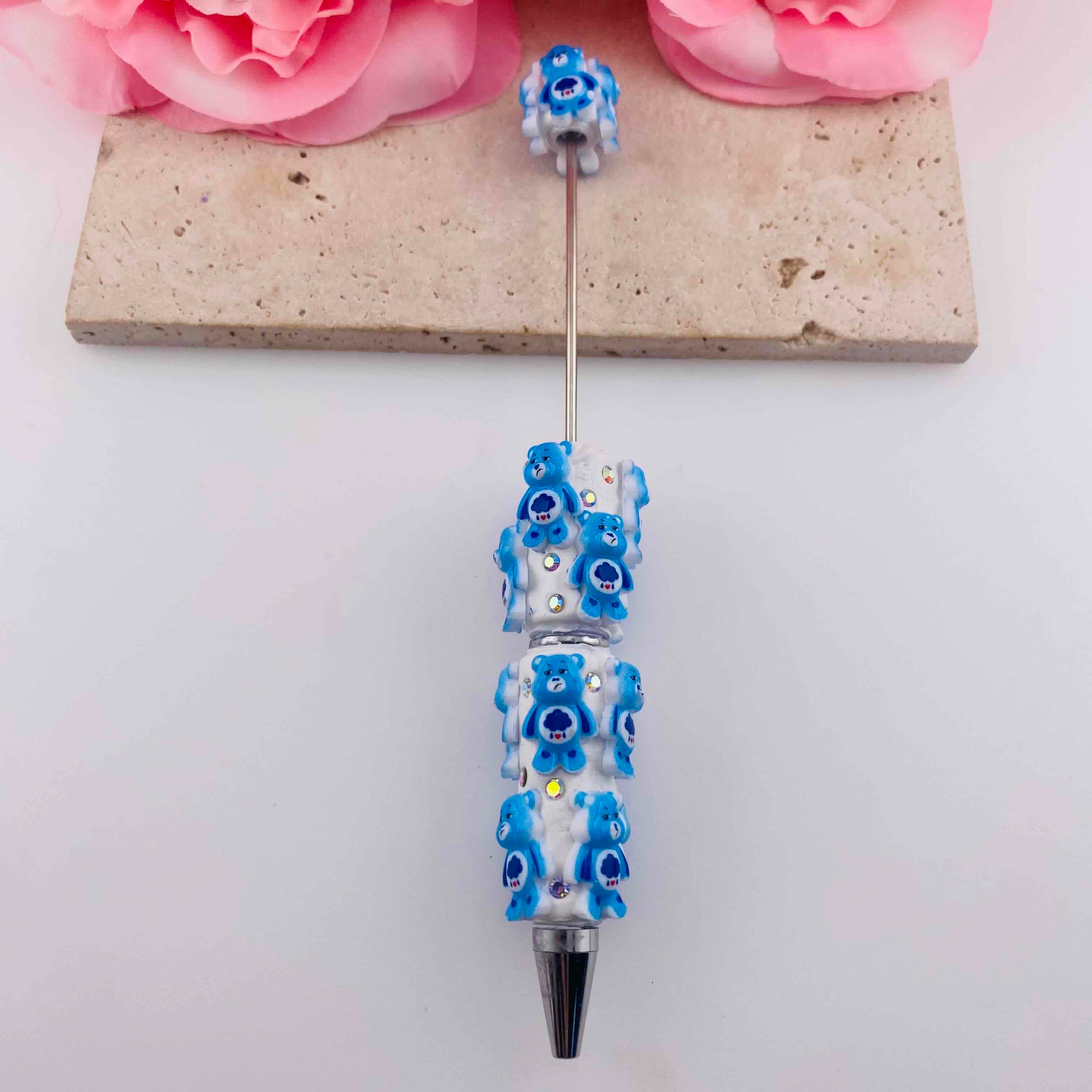 FS19811-Blue Bear Clay Beaded Pens