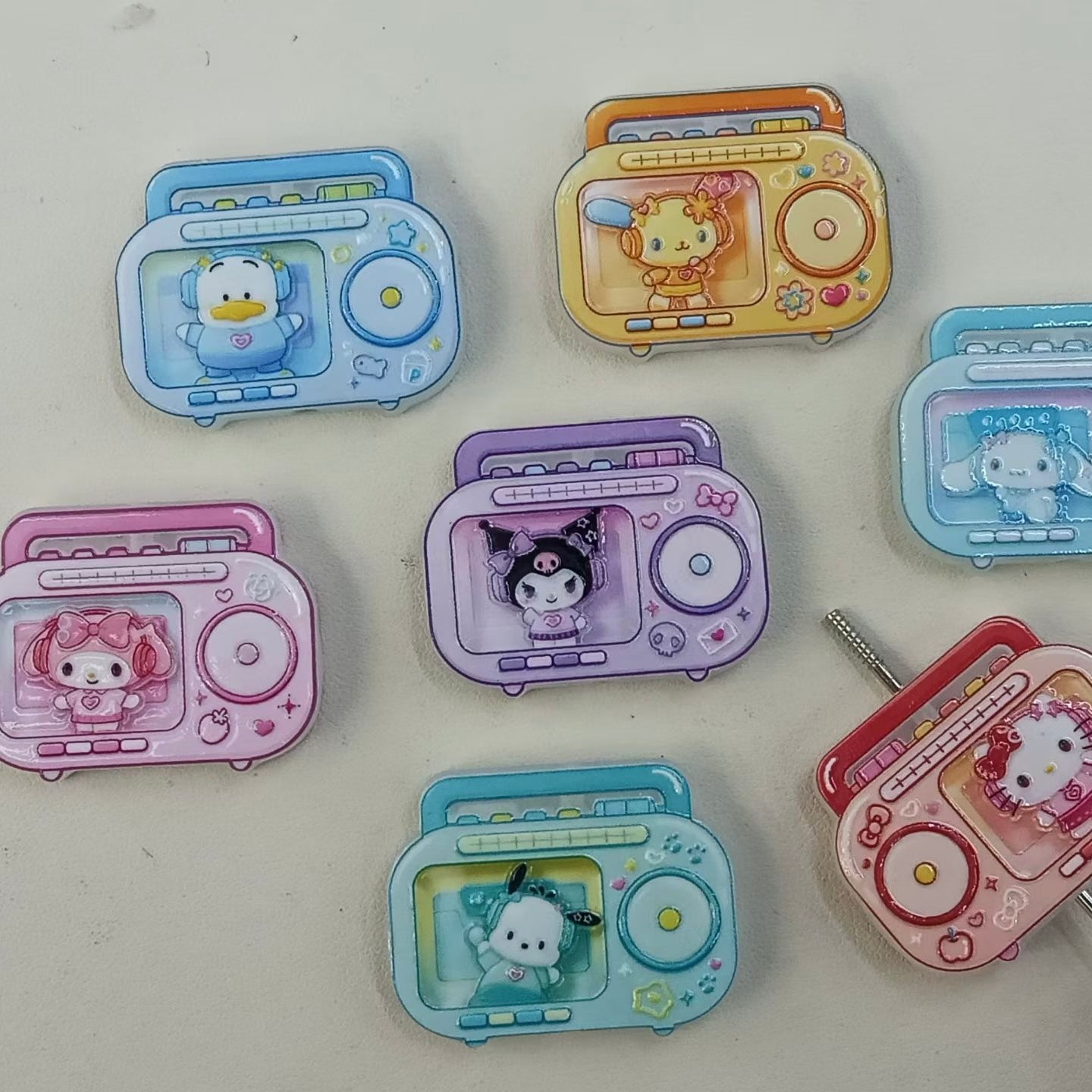 Radio‑Shaped Acrylic Beads  Printed Sanrio Characters Series, Random Mix
