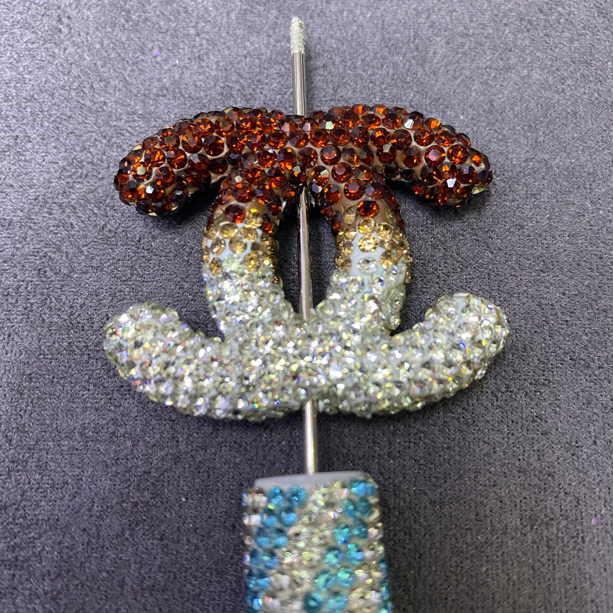 Large-Sized Heavy Industry Clay Full Diamond Gradient Color Double C Straight Hole Beads,40mm*47mm