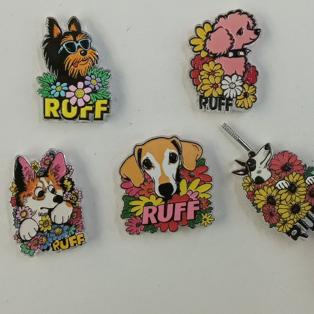 Dog & Flower Theme Acrylic Focal Bead,Random Mix