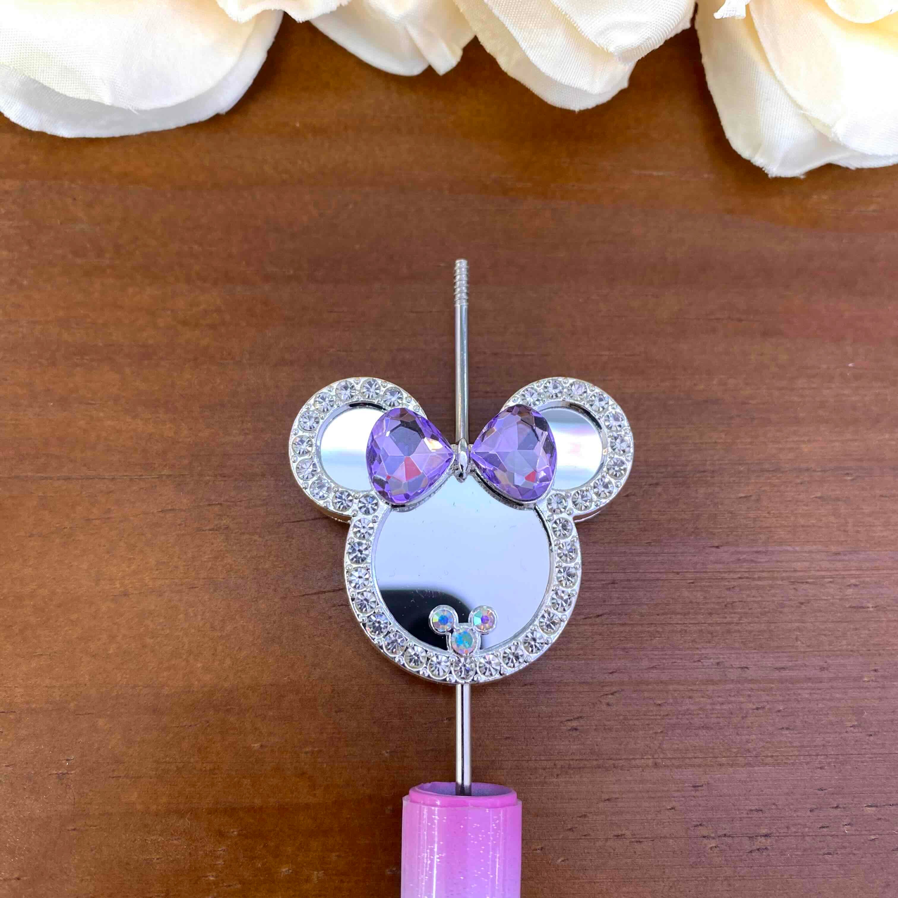 FS20638-Rhinestone Mickey Head Mirror Metal Beads