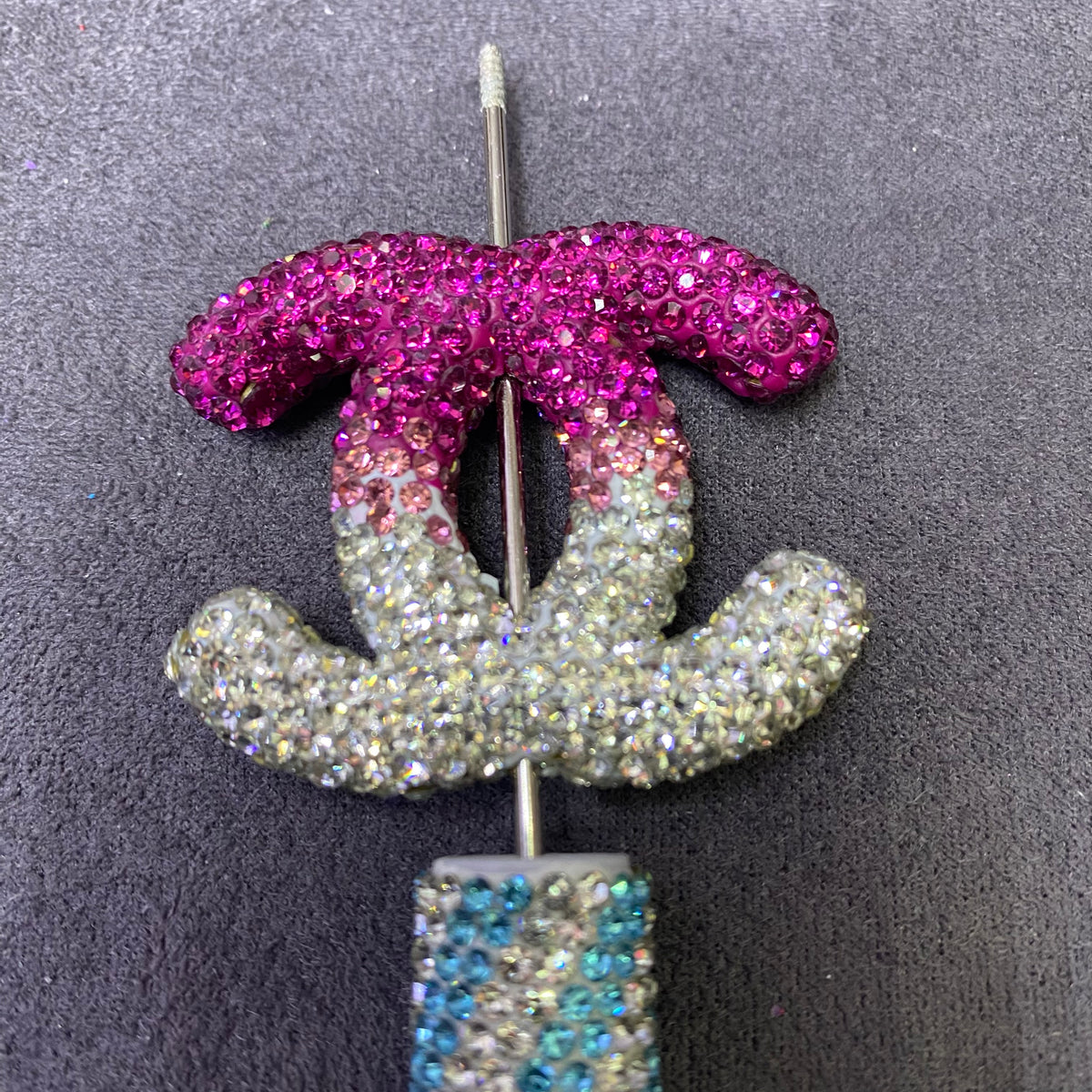 Large-Sized Heavy Industry Clay Full Diamond Gradient Color Double C Straight Hole Beads,40mm*47mm