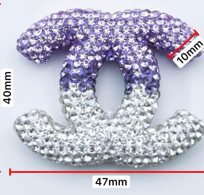 Large-Sized Heavy Industry Clay Full Diamond Gradient Color Double C Straight Hole Beads,40mm*47mm