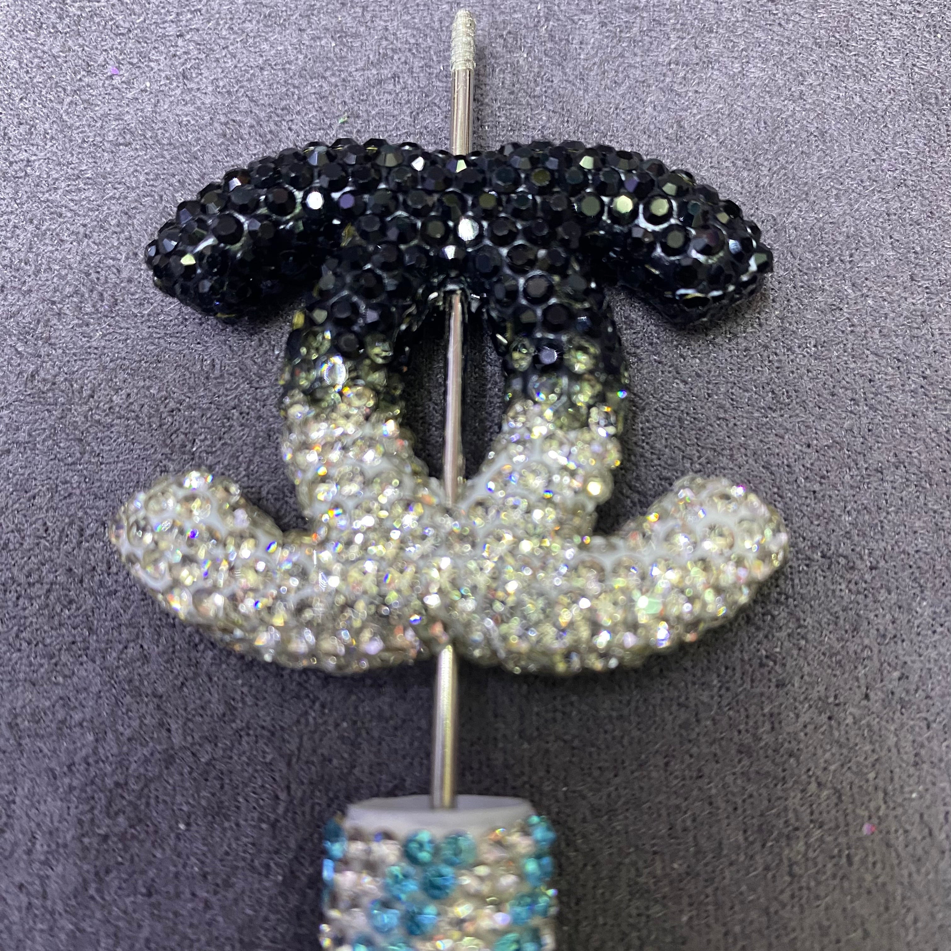 Large-Sized Heavy Industry Clay Full Diamond Gradient Color Double C Straight Hole Beads,40mm*47mm