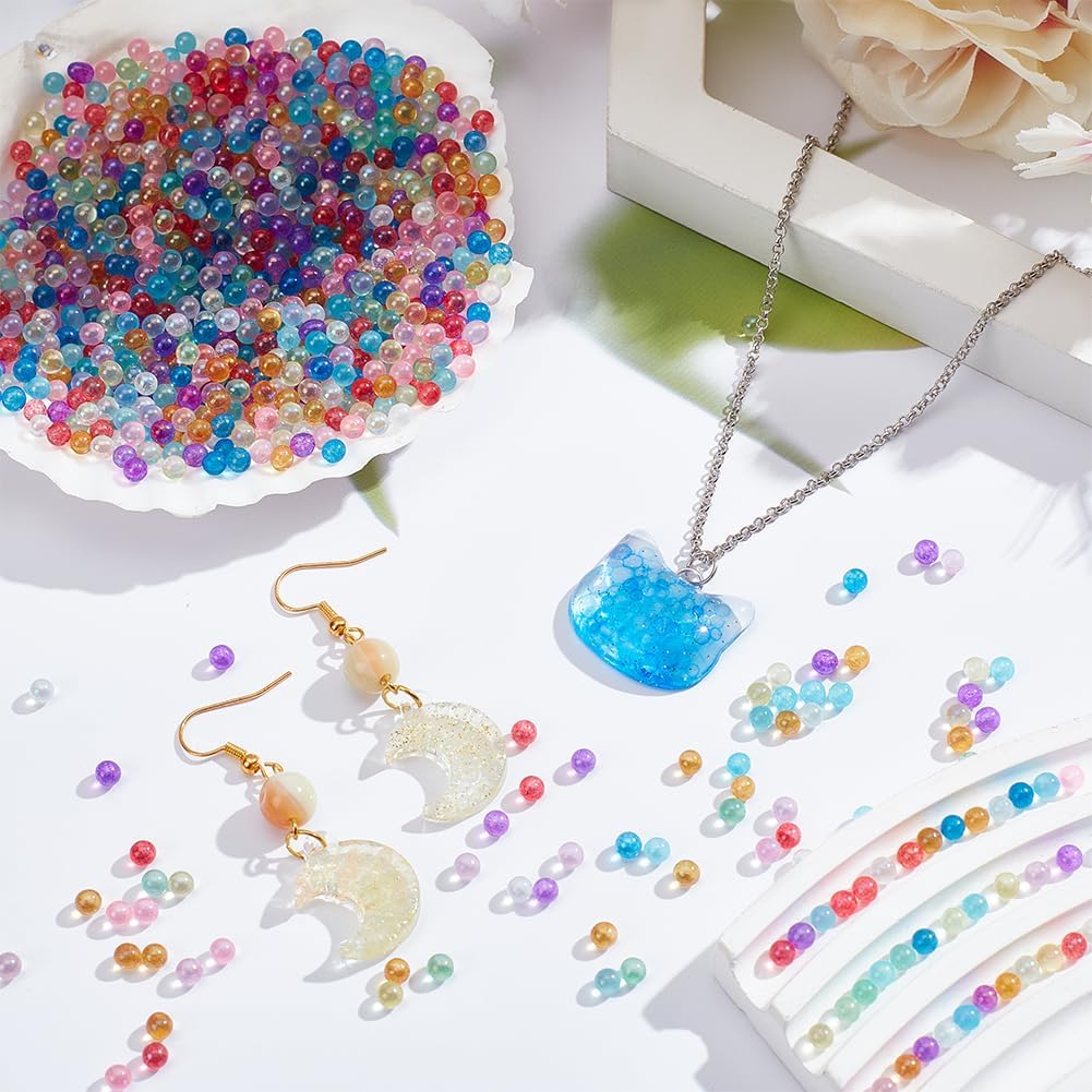 FS4320-3mm Glass Beads Small Glass Beads No Hole Tiny Glass Bubble Beads  Mini Tiny Micro Round Iridescent UV Resin Seed Bead Bulk for Jewelry Making Adult Shaker Filler Nail Art Craft Zoe's DIY Shop