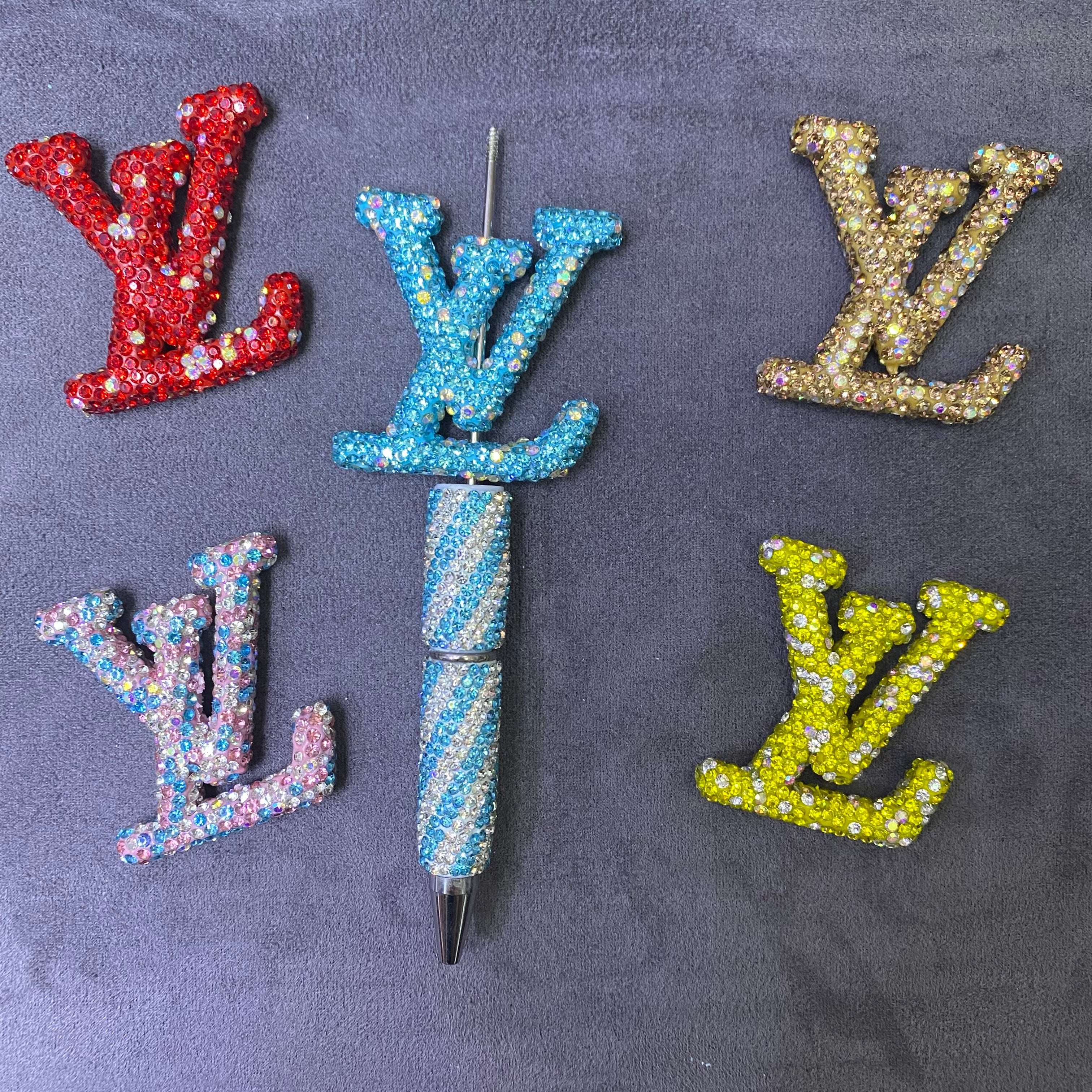 Large-Sized Overlapping Letter Clay Full Rhinestone Through Hole Beads