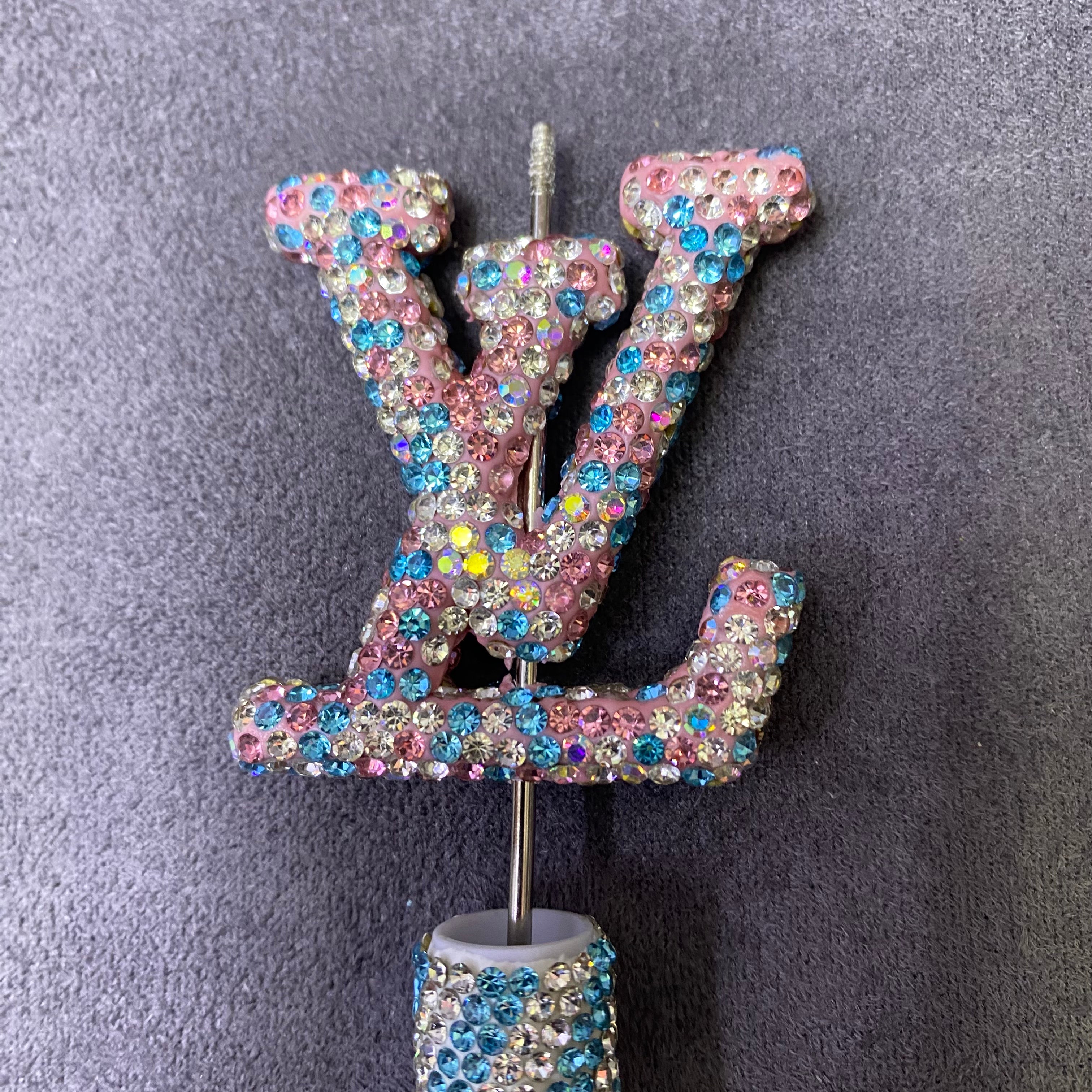 Large-Sized Overlapping Letter Clay Full Rhinestone Through Hole Beads