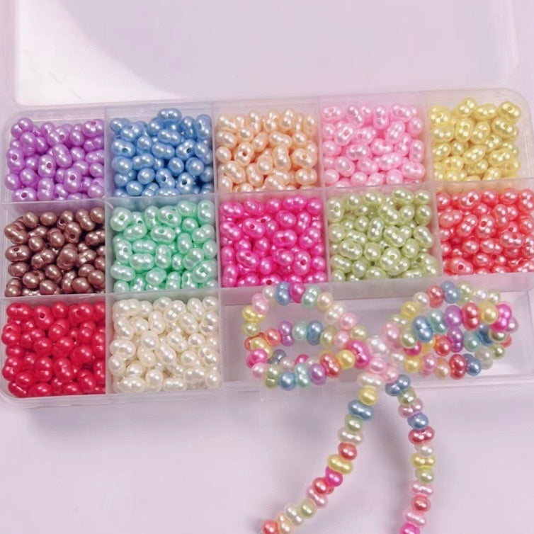 FS2380-5*8mm Solid Color Pearl Looking Peanut Acrylic Beads For Making Keychain