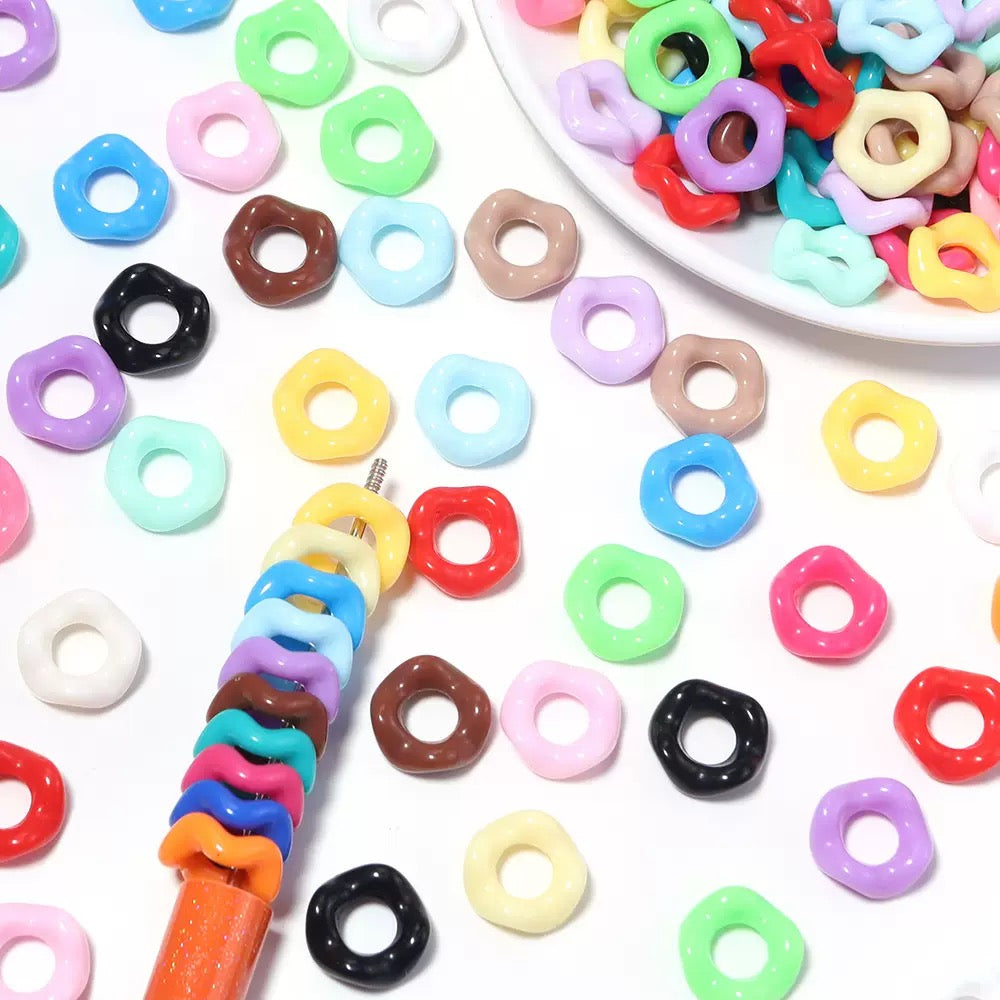 FS19419-About 16mm UV Coating Random Mixed Color Wave Spacer Beads