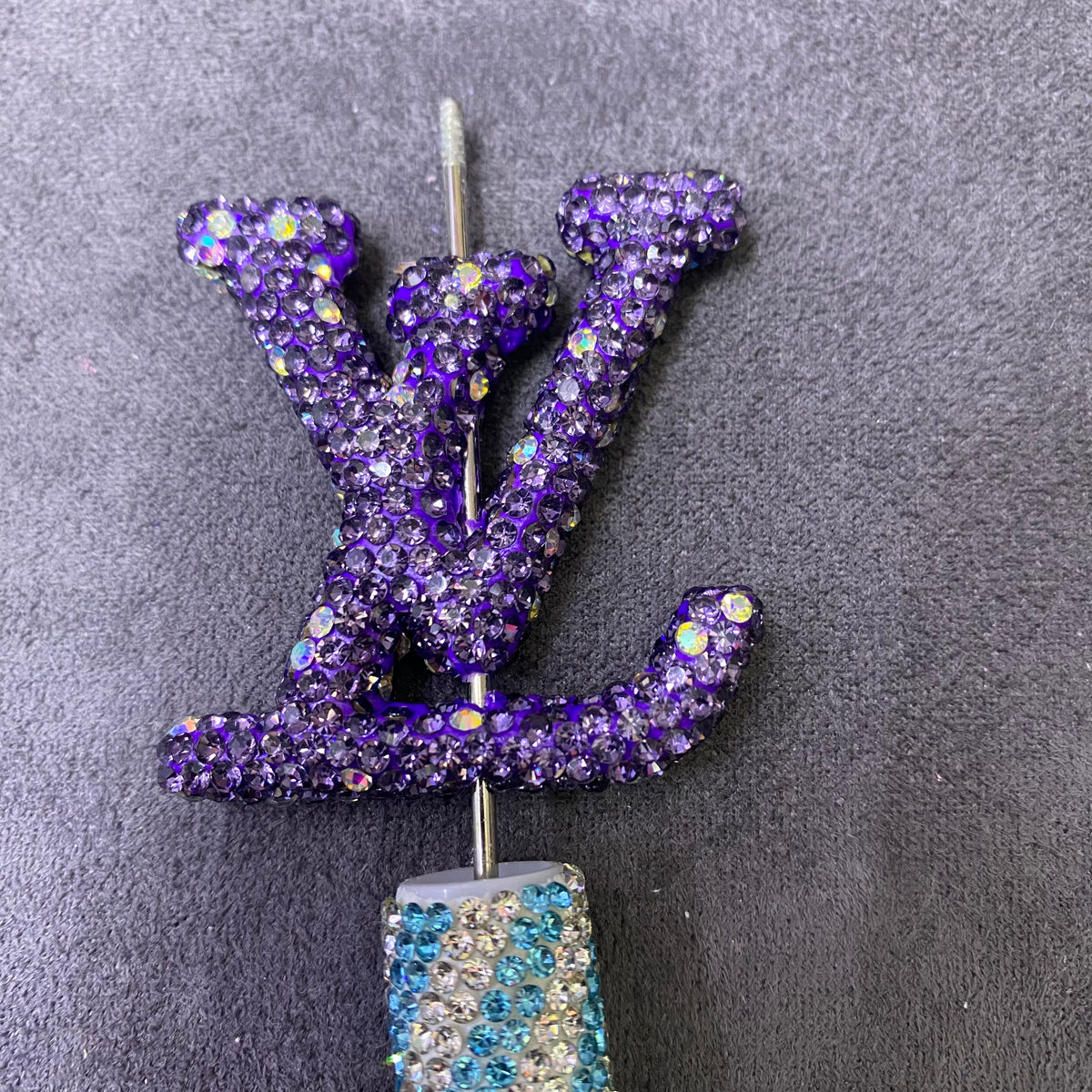 Large-Sized Overlapping Letter Clay Full Rhinestone Through Hole Beads