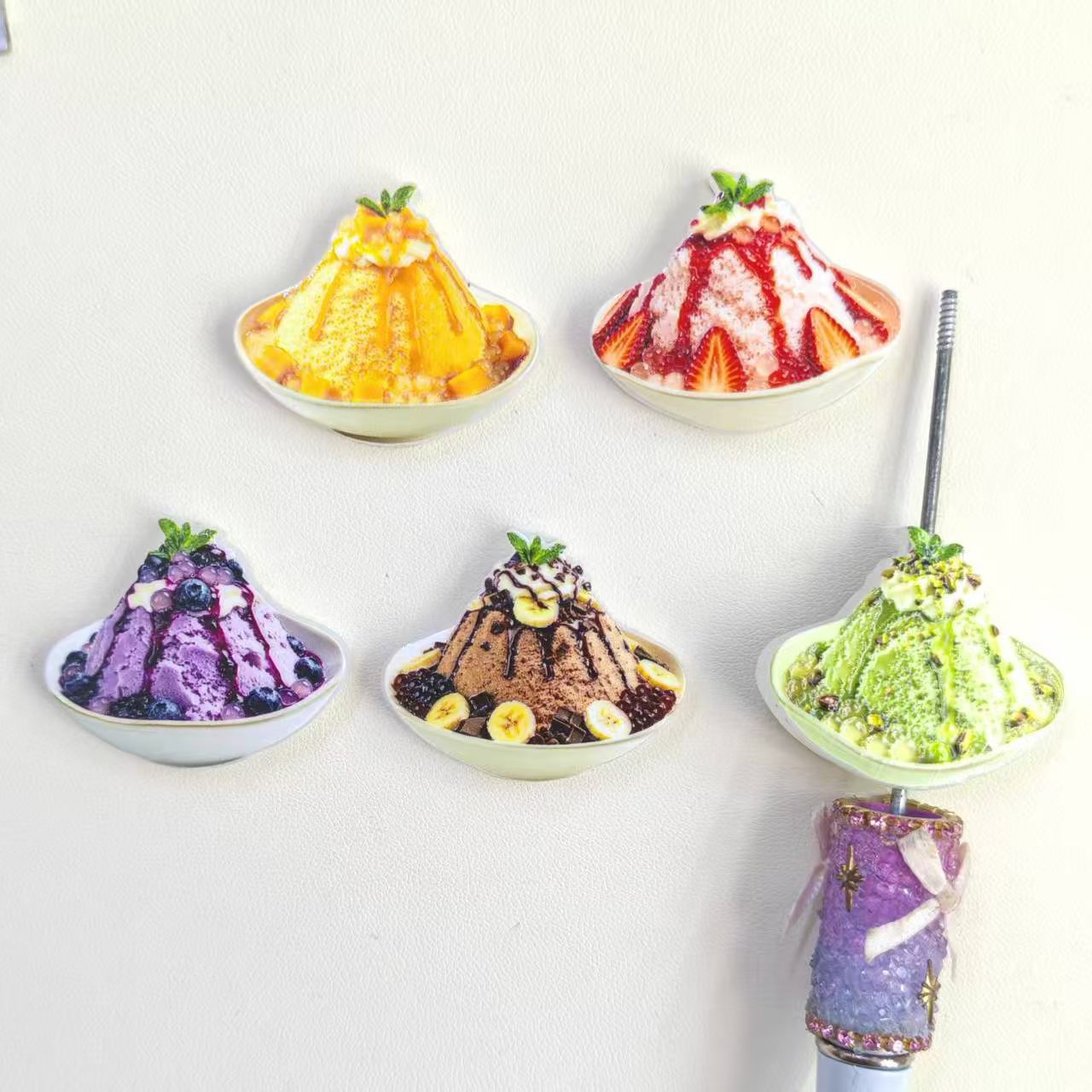 Simulation Shave‑Ice Dessert Acrylic Focal Bead,Random Mix