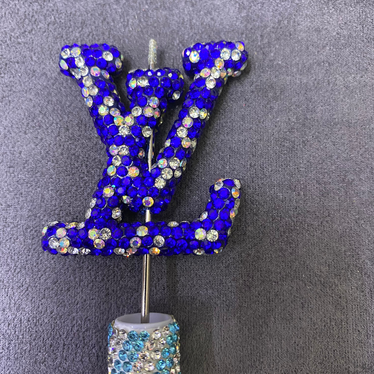 Large-Sized Overlapping Letter Clay Full Rhinestone Through Hole Beads