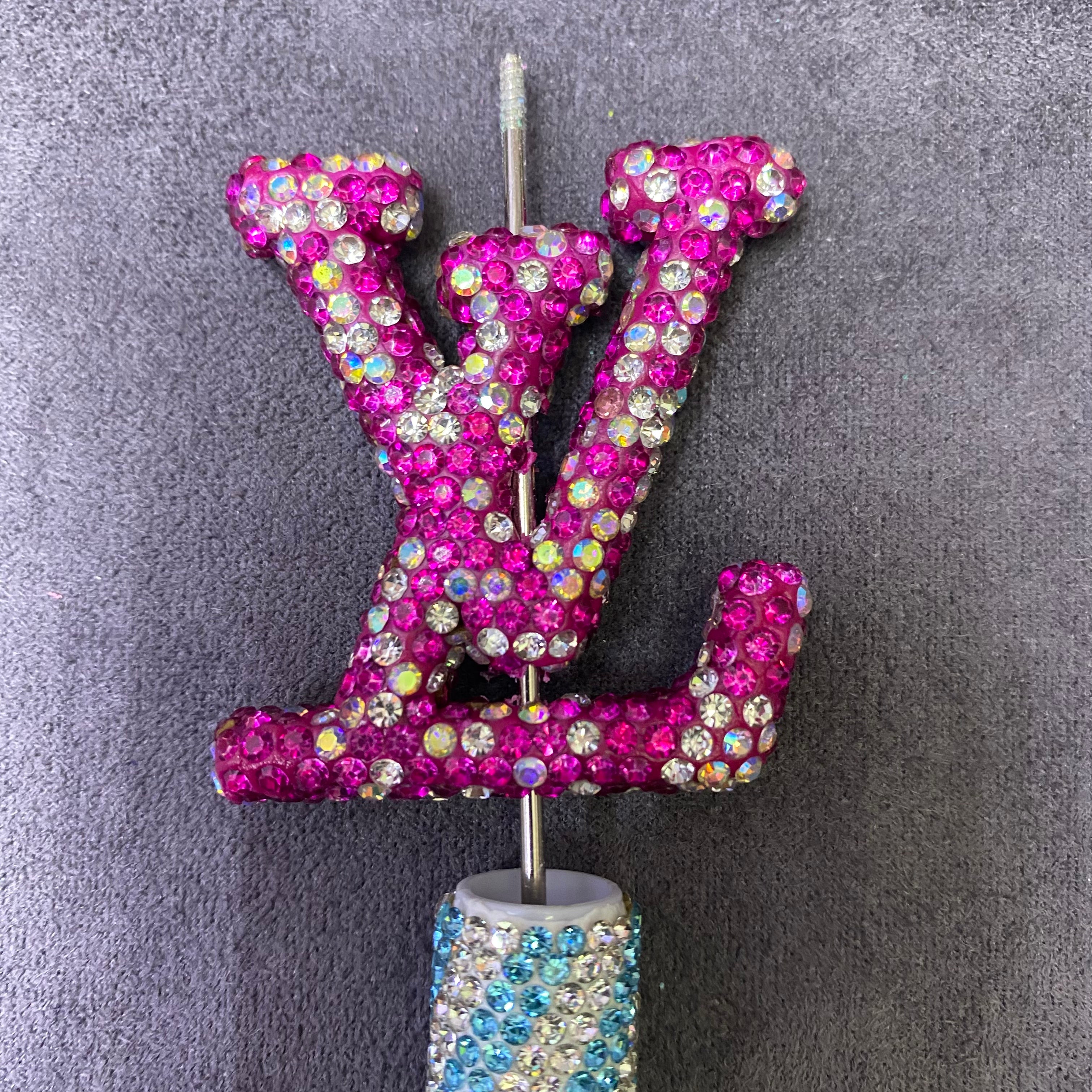 Large-Sized Overlapping Letter Clay Full Rhinestone Through Hole Beads