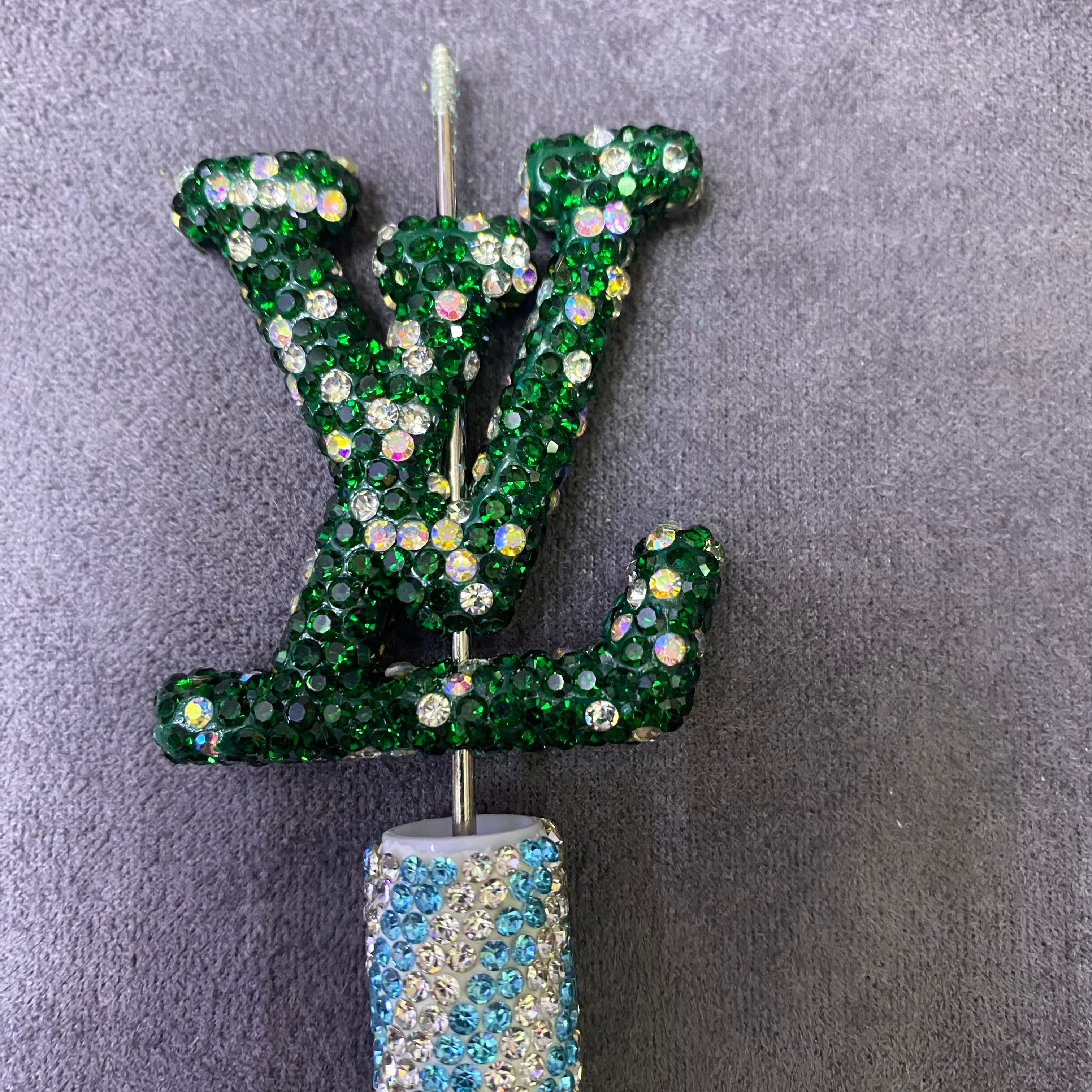 Large-Sized Overlapping Letter Clay Full Rhinestone Through Hole Beads