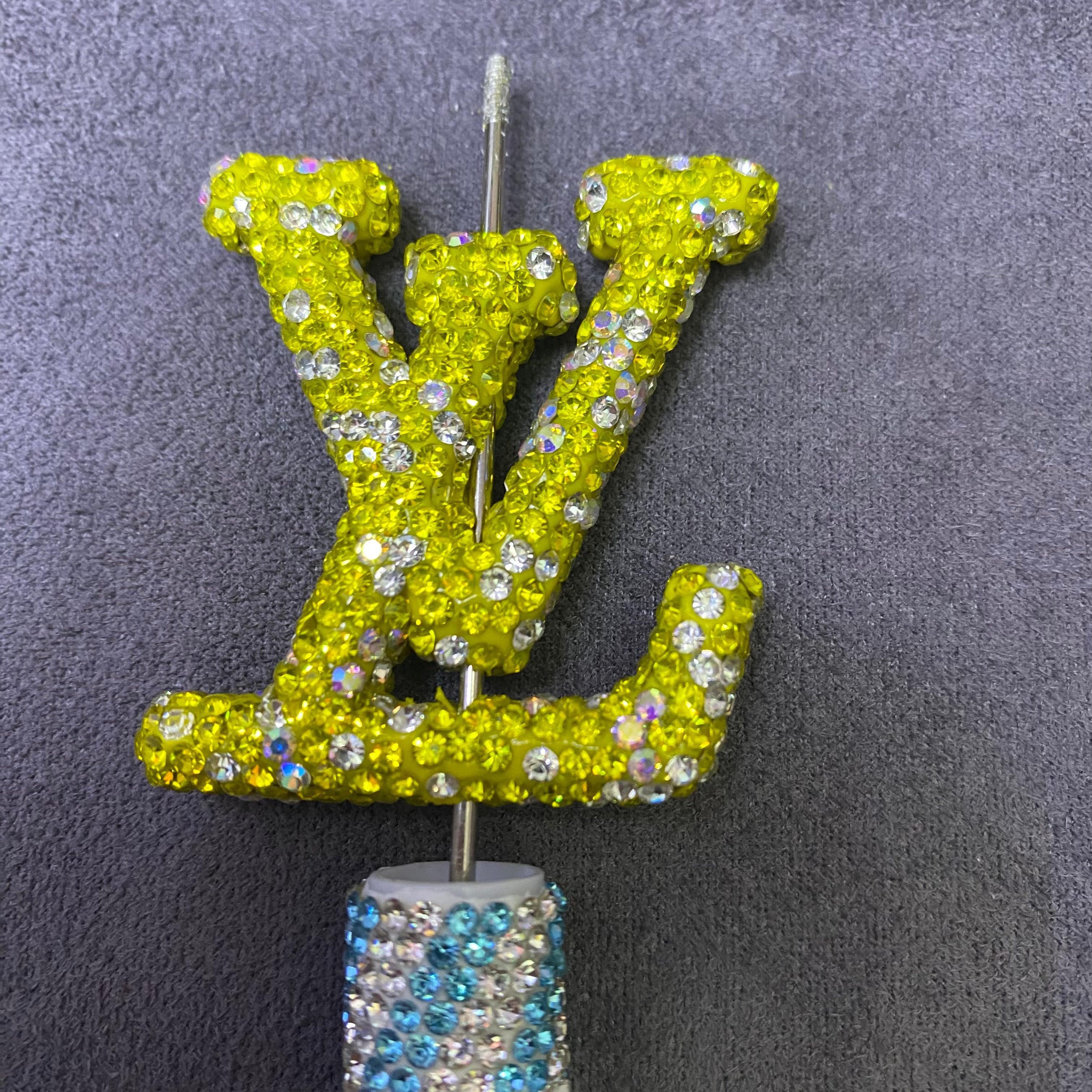 Large-Sized Overlapping Letter Clay Full Rhinestone Through Hole Beads