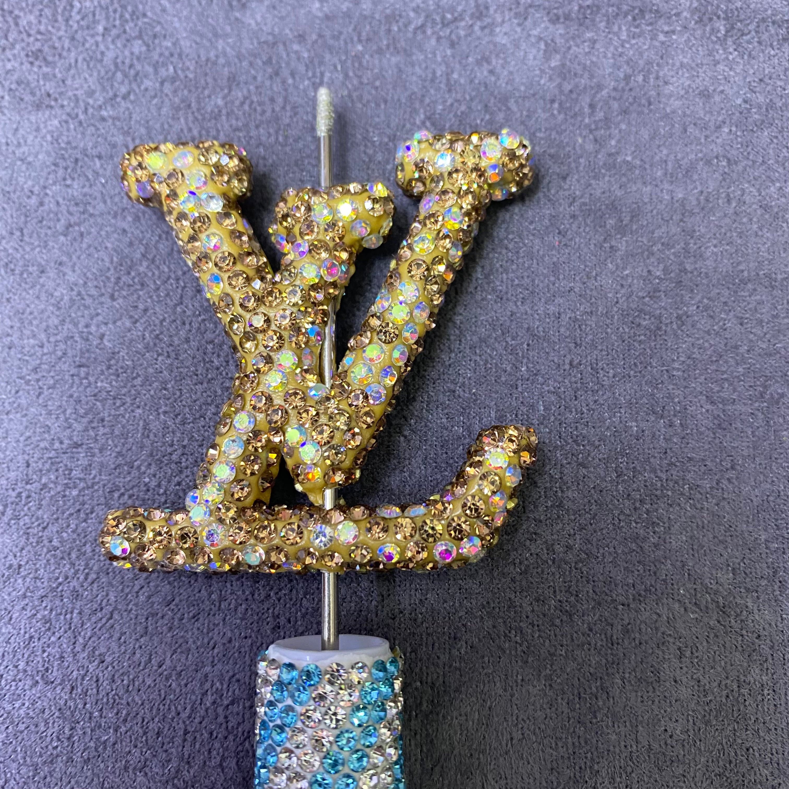 Large-Sized Overlapping Letter Clay Full Rhinestone Through Hole Beads