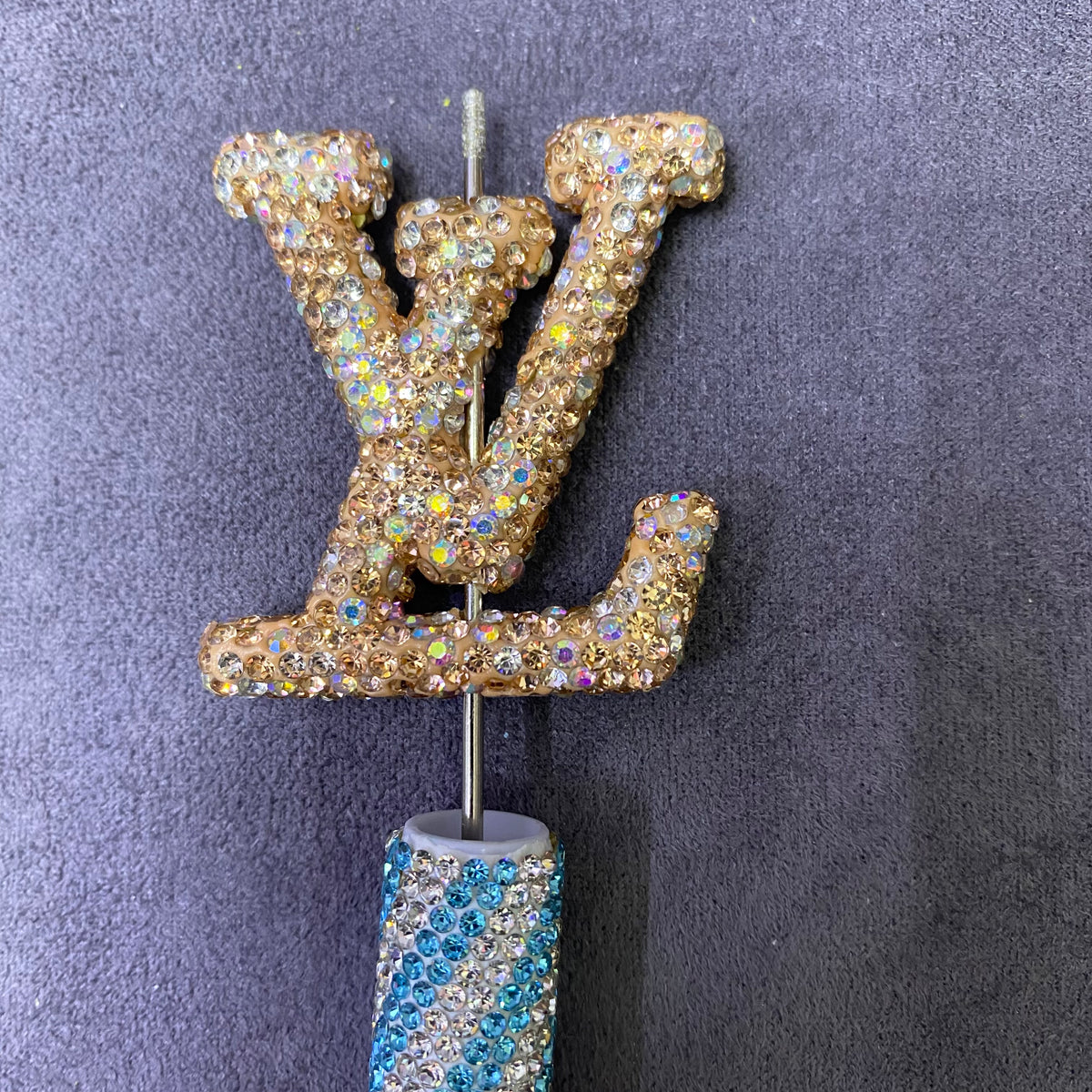 Large-Sized Overlapping Letter Clay Full Rhinestone Through Hole Beads