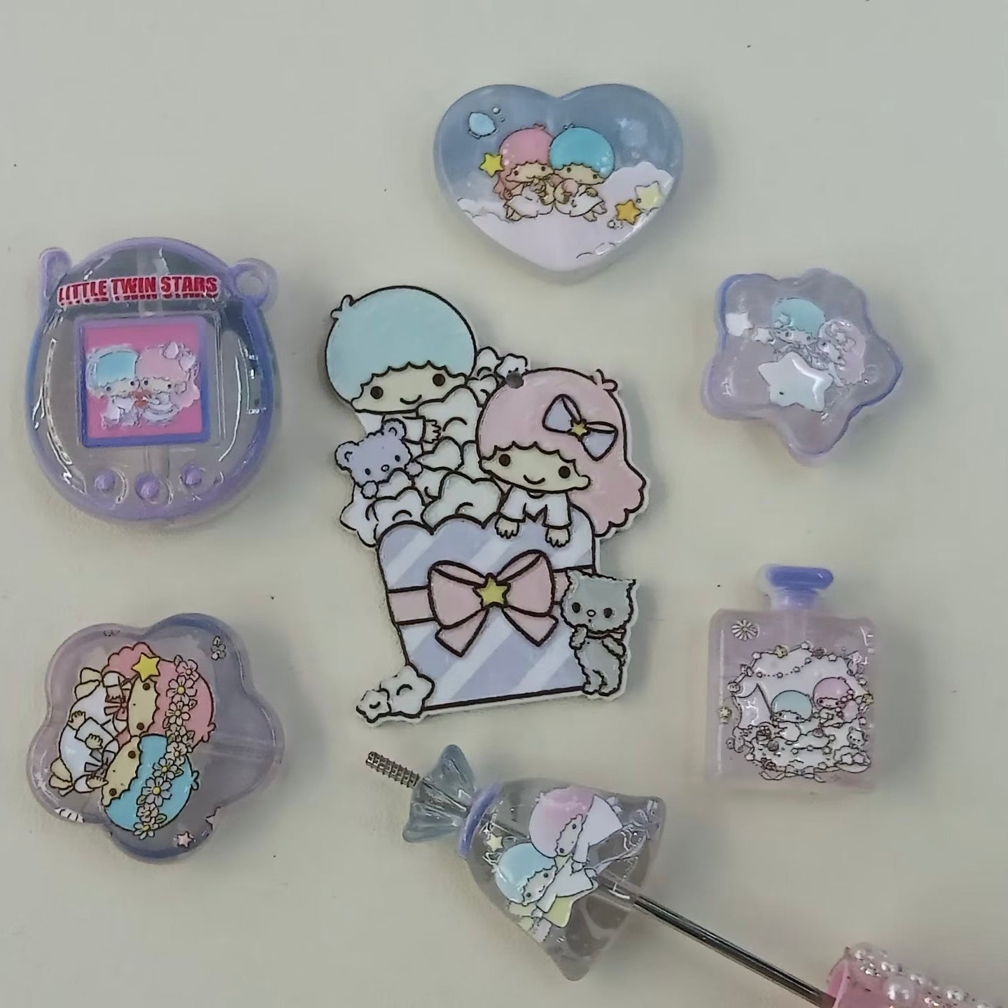 Dreamy Acrylic Beads and Pendants Twin Double Star Fairy Series, Random Mix