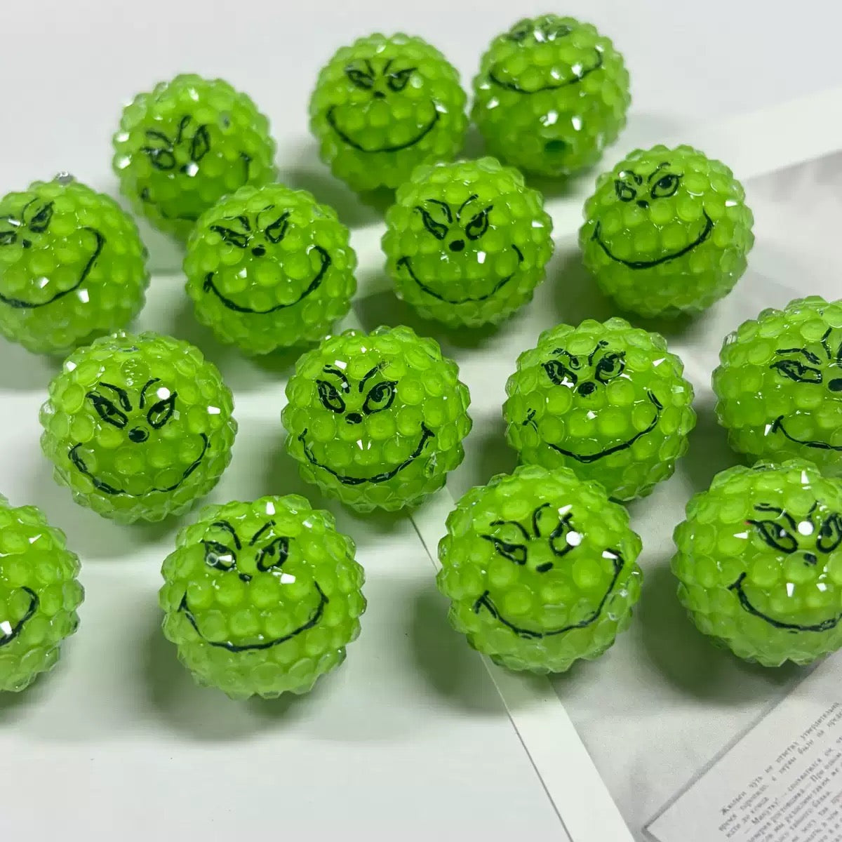 20mm Grinch Rhinestone Beads For Beadable Pens Keychain Jewelry Making