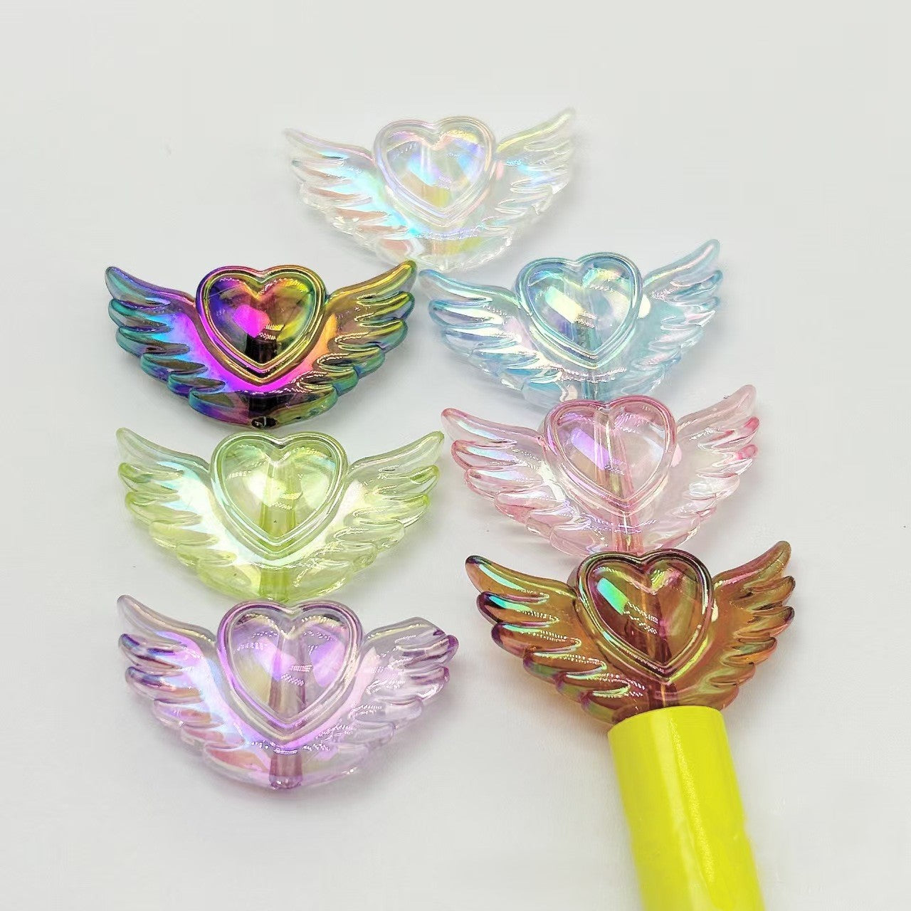 FS5451- 36×19mm Acrylic Transparent Heart Angel Wings Bottom Beads