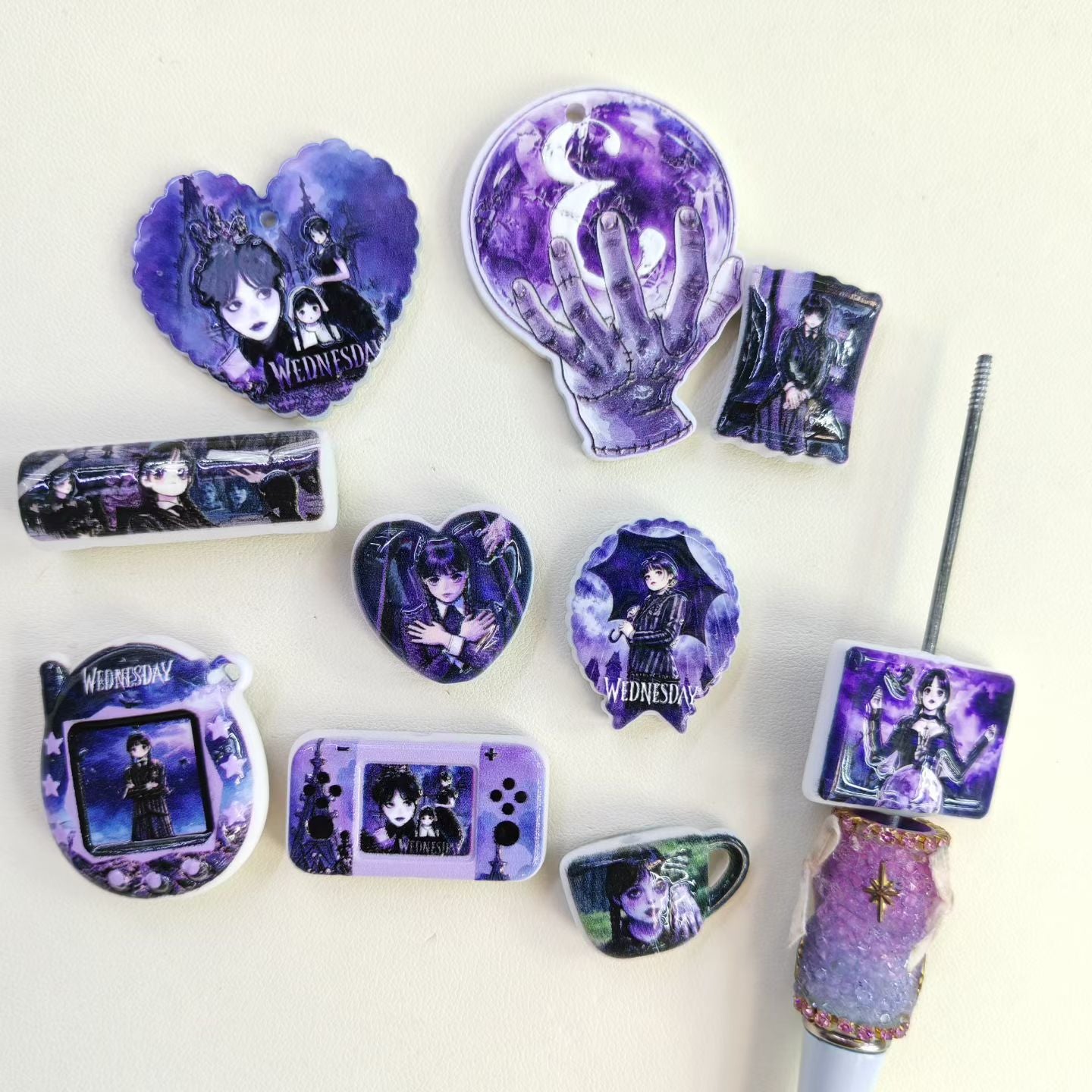 Wednesda American Comedy Haunted Television Series Acrylic Beads,  Random Mixx