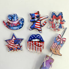 Acrylic Beads Pendants with USA Independence Day Series, Patriotic Theme, Random Mix