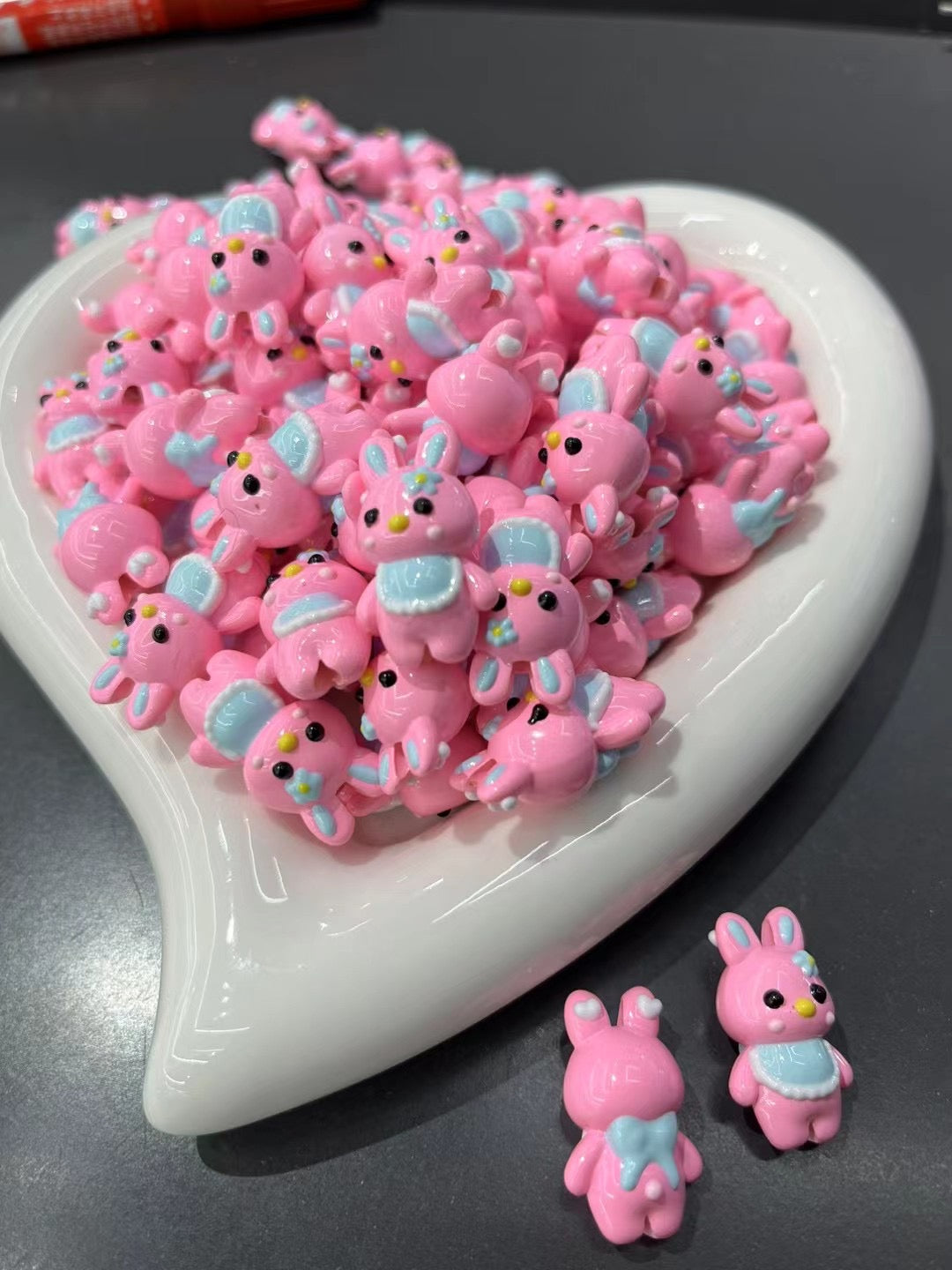 FS1985-3D Rabbit handpainted Acrylic Beads Fit For Beadable Pens