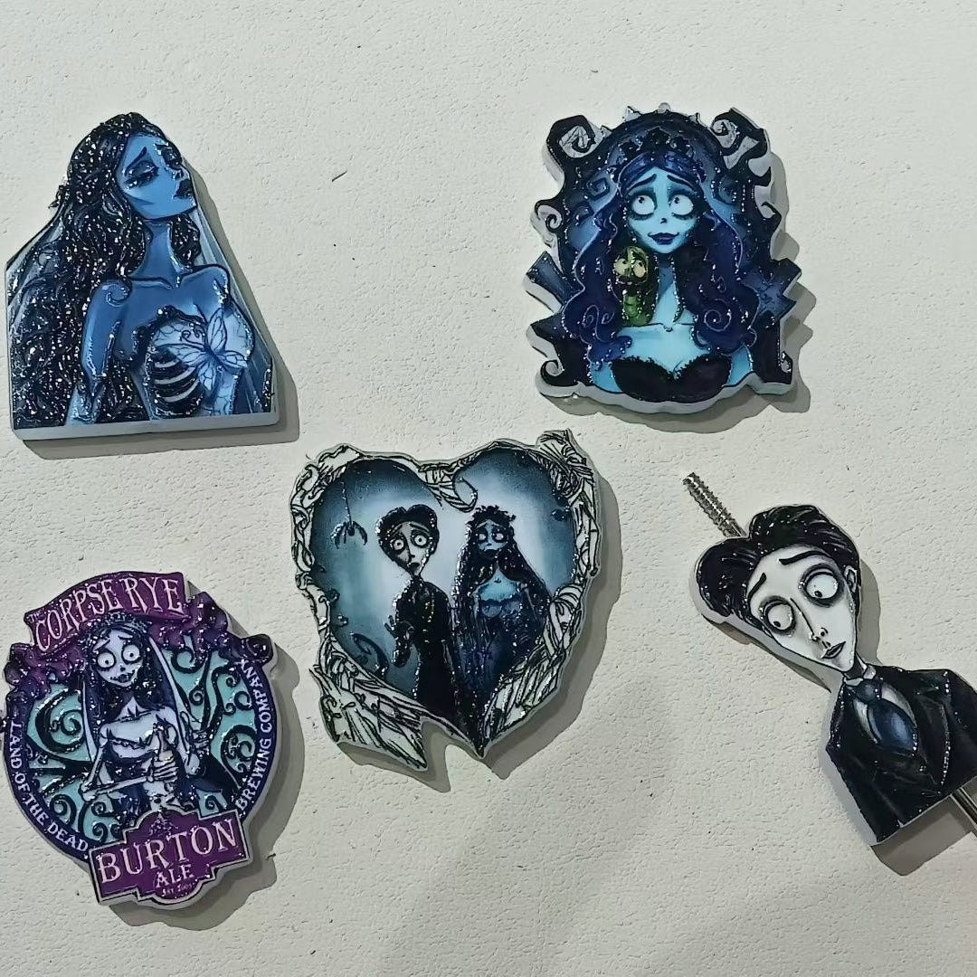 Acrylic Beads with Halloween Skull Couple Character Series,Multi‑shape,Random Mix