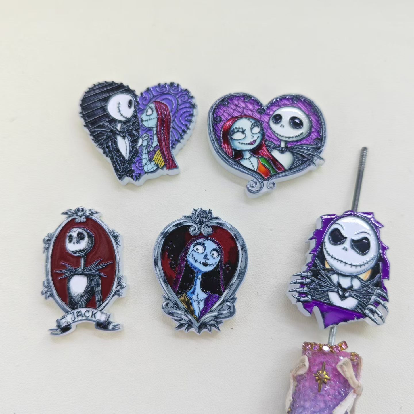 Skull Skeleton Couple Character Series Acrylic Beads,Random Mix