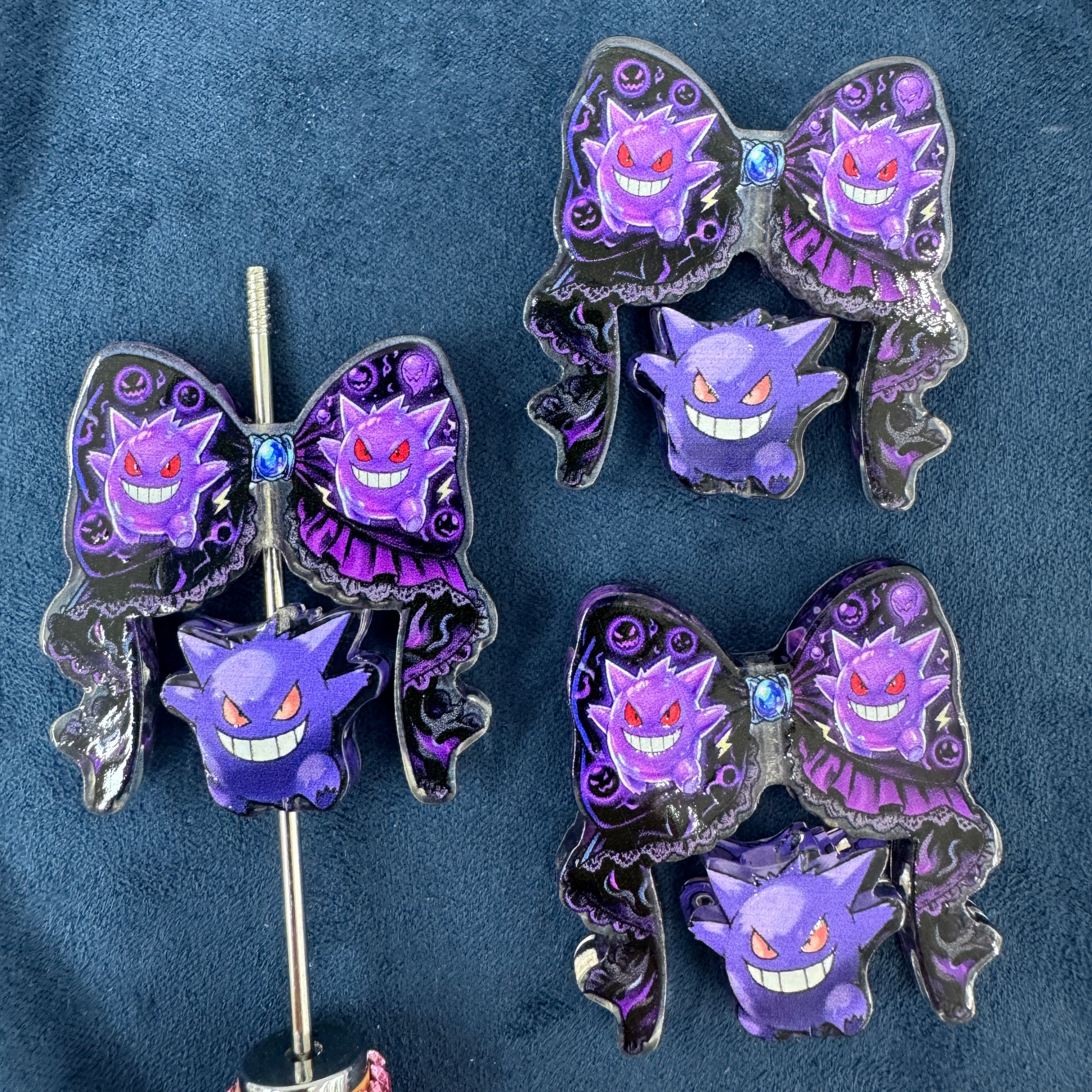 Pokemon Printed Acrylic Bow Sets Beads For Beadable Pens Keychain Making