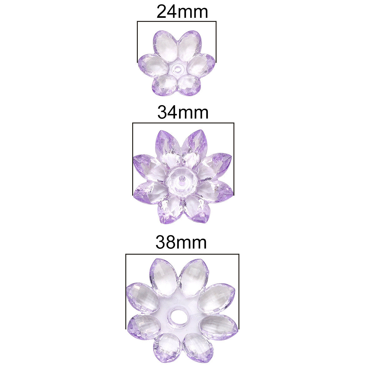 FS2307-Clear Color Lotus Flower (1 Set=24MM Size  +34MM Size +38MM Size )