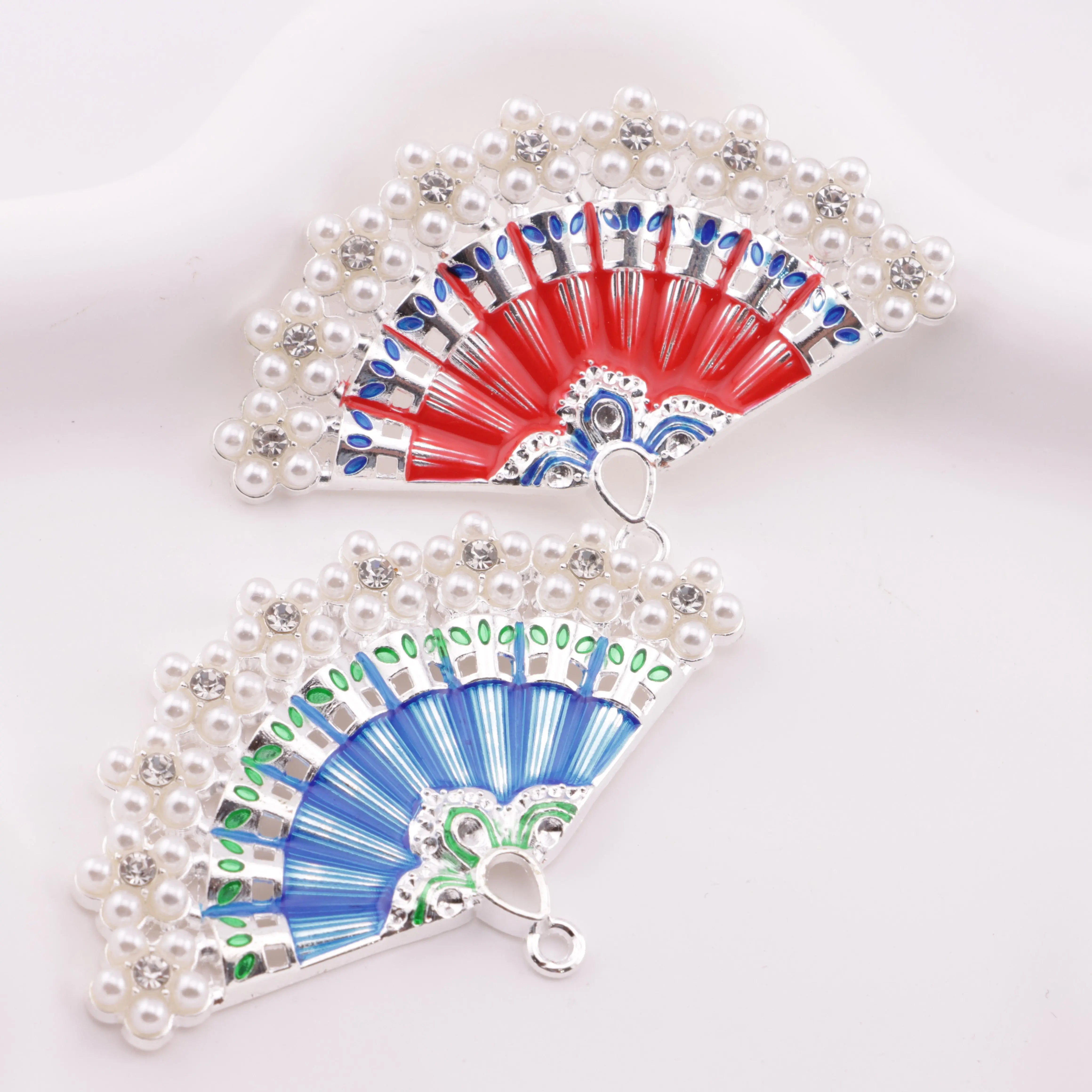 64×41mm Fan Metal Charms Painted Colorful Fan Metal Patches Zoe's DIY Shop